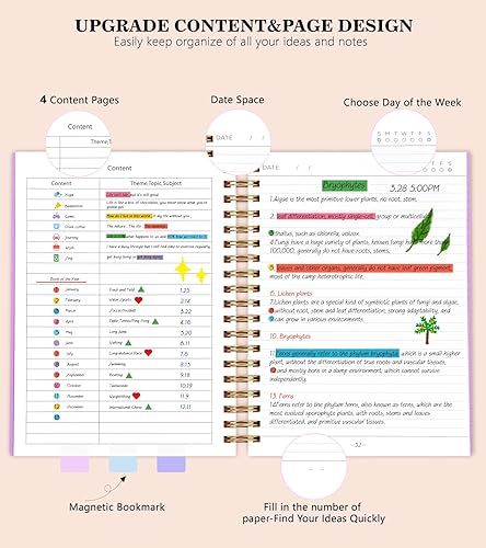 Miniatura 2 de Cuaderno de espiral grueso, 360 páginas con rayas universitarias, diario grueso con forro, A5, de 5.5 x 8.5 pulgadas, con papel de 100 GSM, unisex,