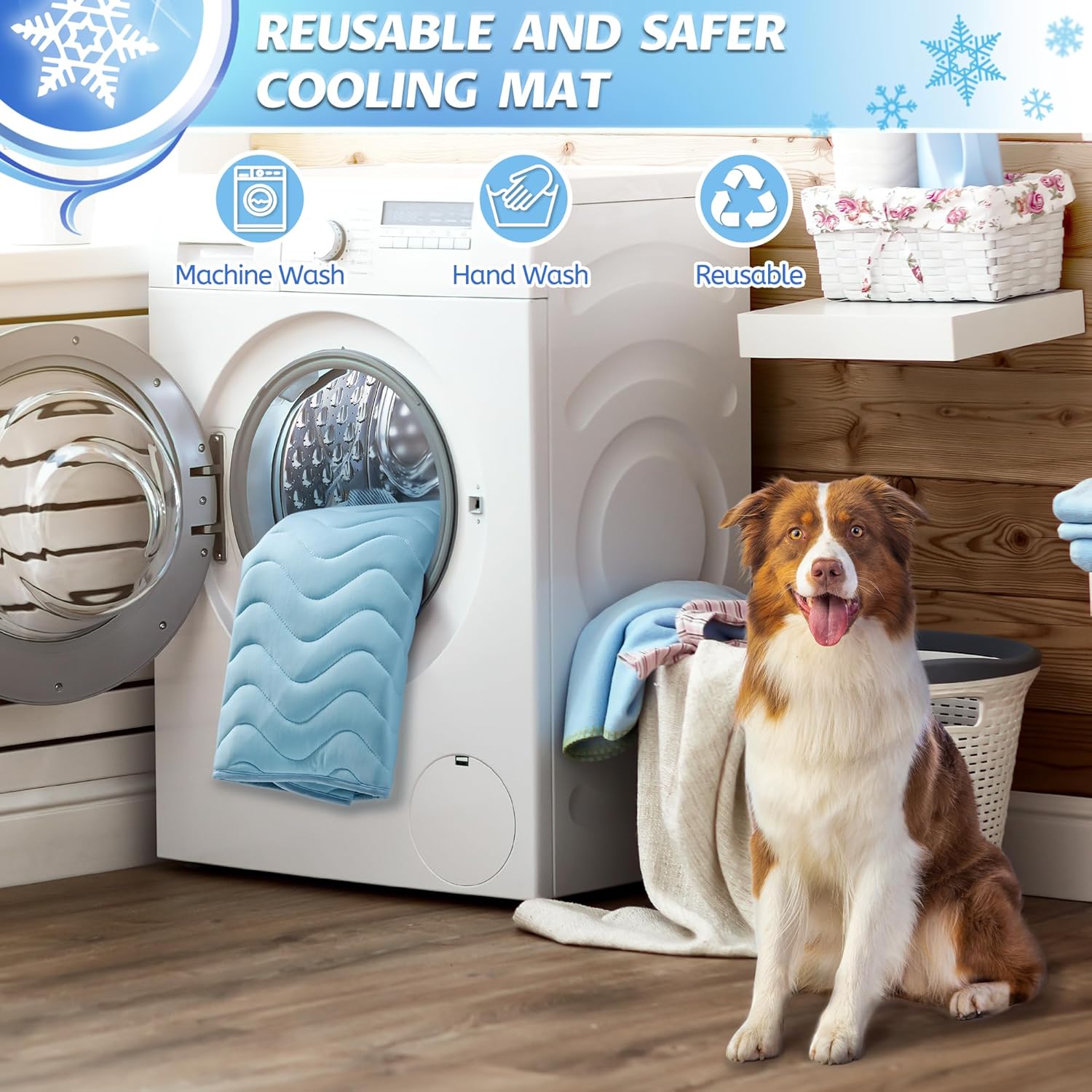 Dog Cooling Mat for Medium to Large Dogs, Washable Cool Touch Cooling Fabric with Non Slip Bottom, Waterproof Pet Cooling Mat for Crate, Indoor, Car Travel (36" x 23")