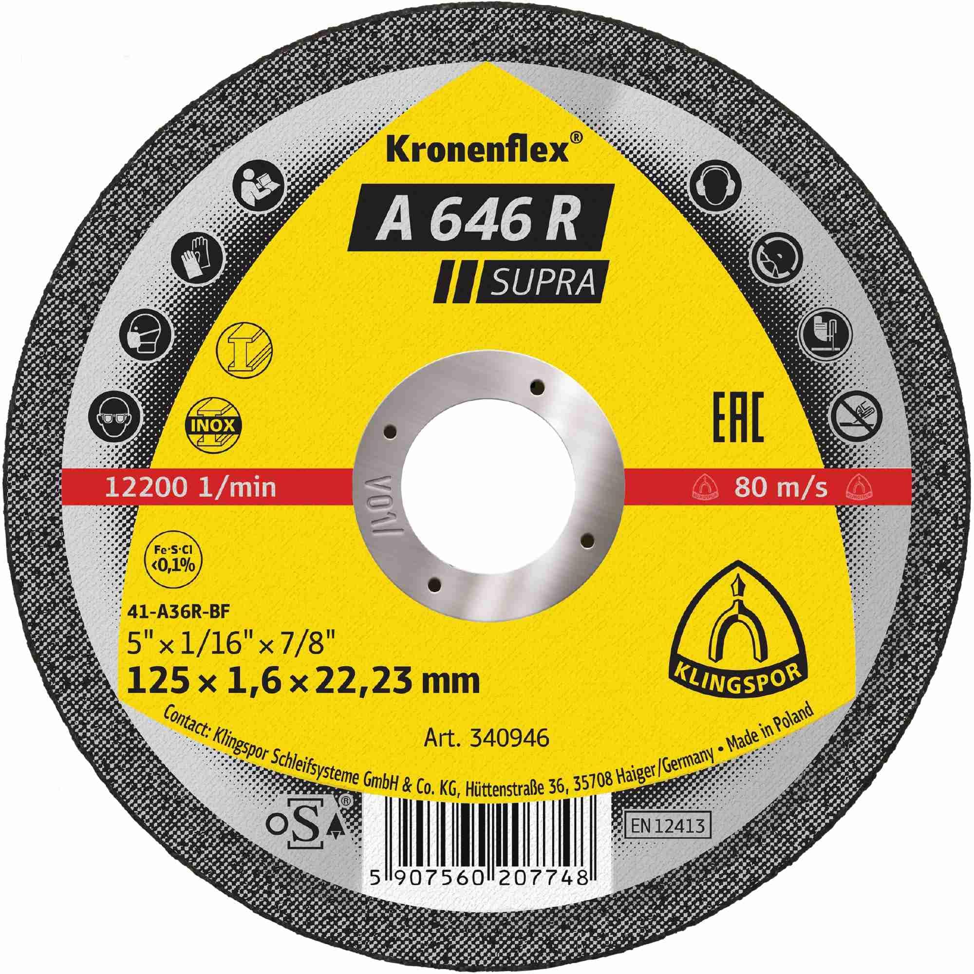 A 646 R - Disco de corte (25 unidades, 230 x 1,9 x 22,23 mm, acodado)