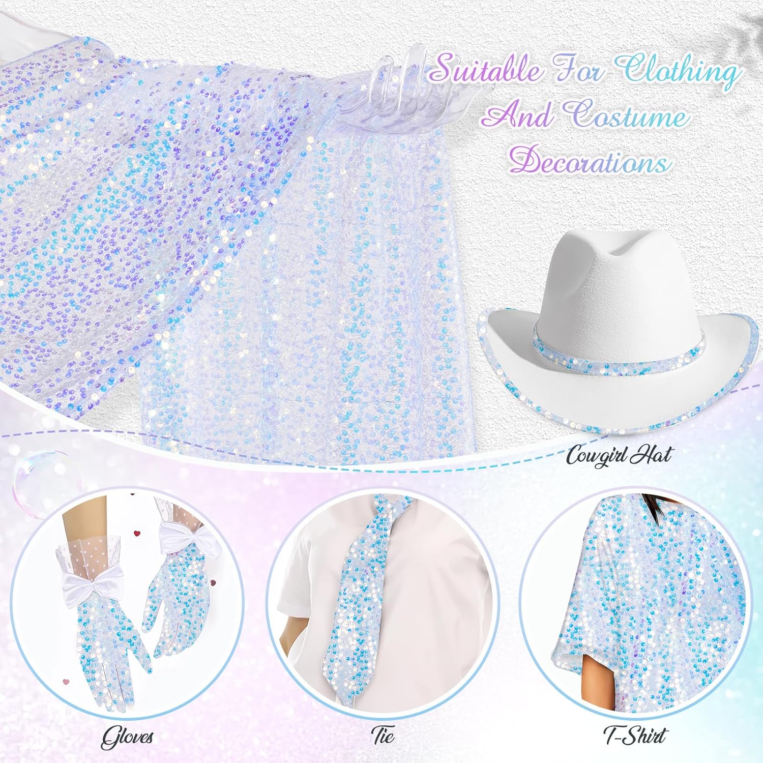 QueenDream Sequin Fabric by The Yard 5MM Iridescent Glitter Mesh Embroidery 5 Yard Blue Sparkly Fabric for Sewing Custom Clothe Dress Mermaid Table Decor Wedding DIY Crafts Decorations