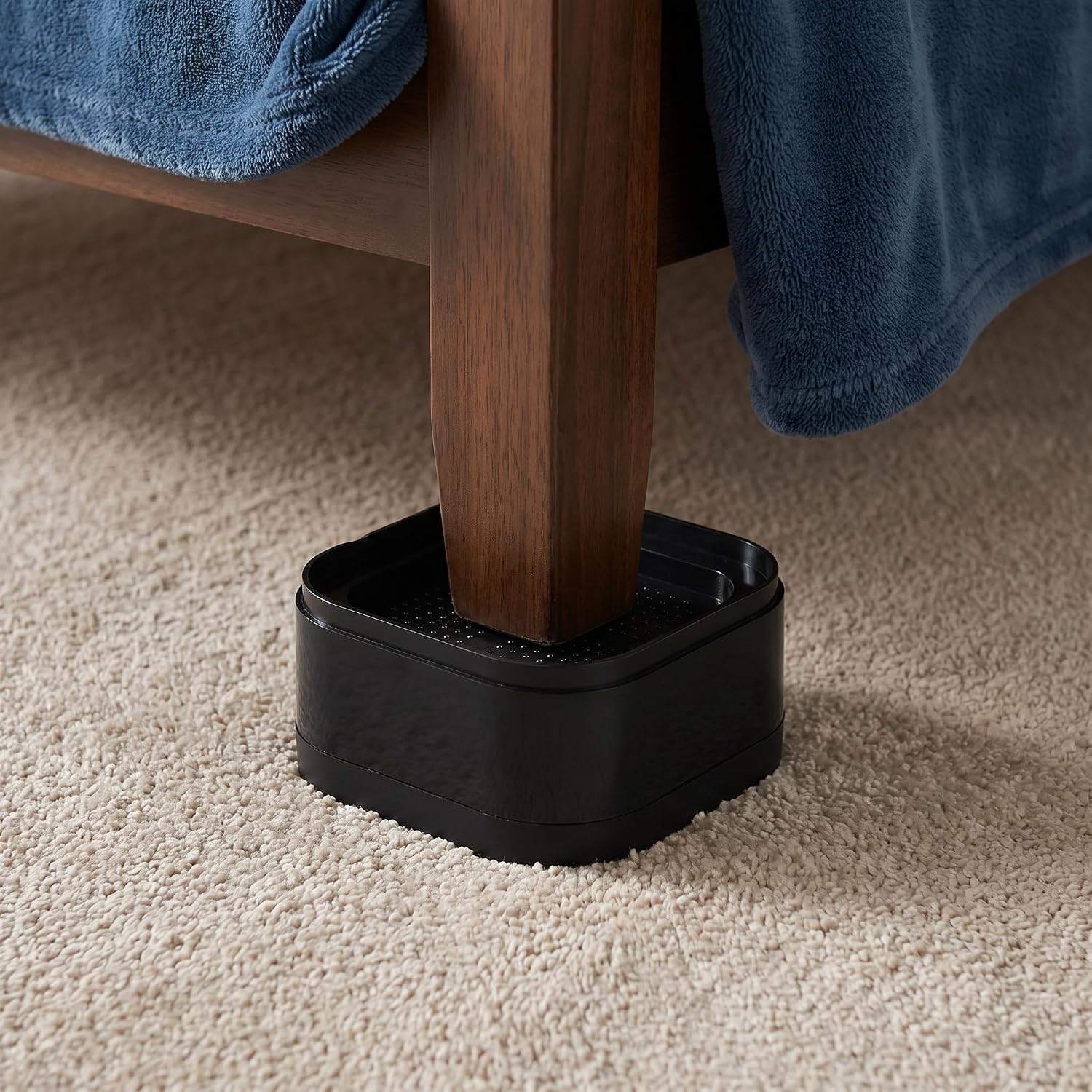 Toddmomy 8pcs Heavy Duty Plastic Bed Risers - Anti Vibration Furniture Support Feet - Non-Slip Square Height Pads for Beds, Sofas, Tables Elevate & Protect Floors