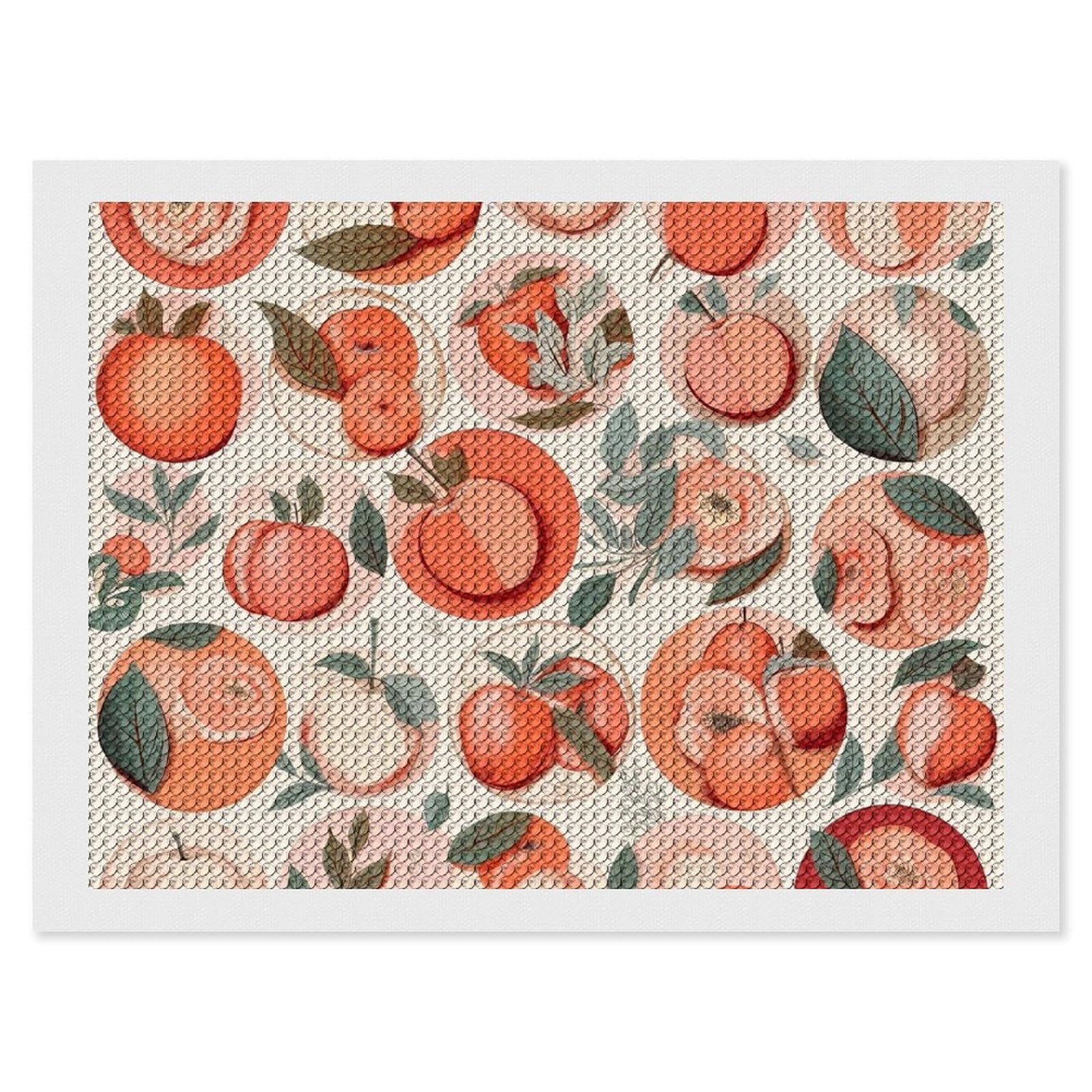 Round Peach Diamond Art Kits for Adults, DIY 5D Diamonds Painting Kits for Beginner, Round Full Drill Diamond Dots Painting, 12"x16" Diamonds Pictures Gem Art and Crafts Wall Decor