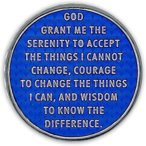 Miniatura 4 de Moneda de sobriedad de 1 año  Chip AA Legacy  Ficha de aniversario de recuperación de triplaca gruesa (azul)