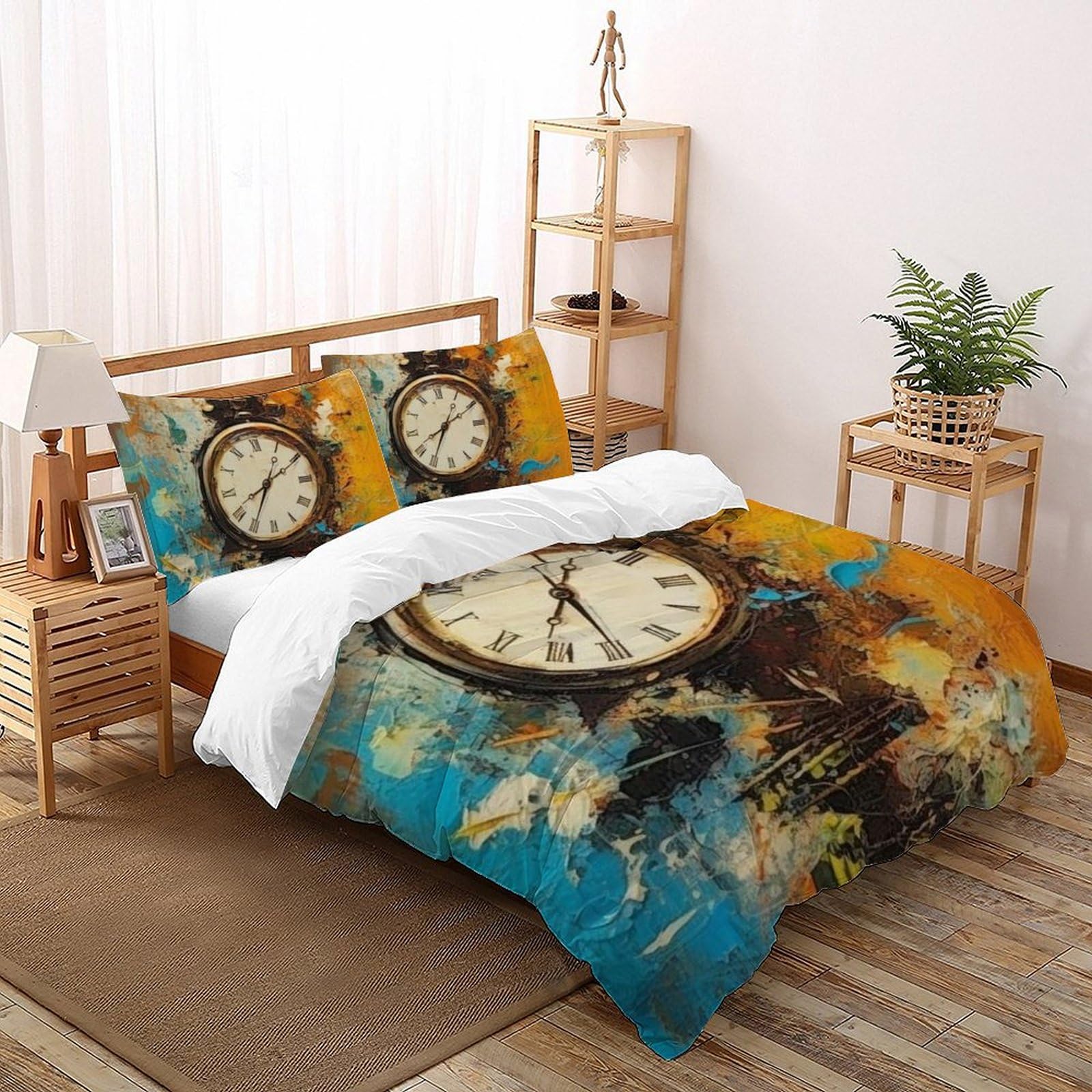 Peinture à l'huile vintage ensemble de 3 pièces parure de lit 260x220cm