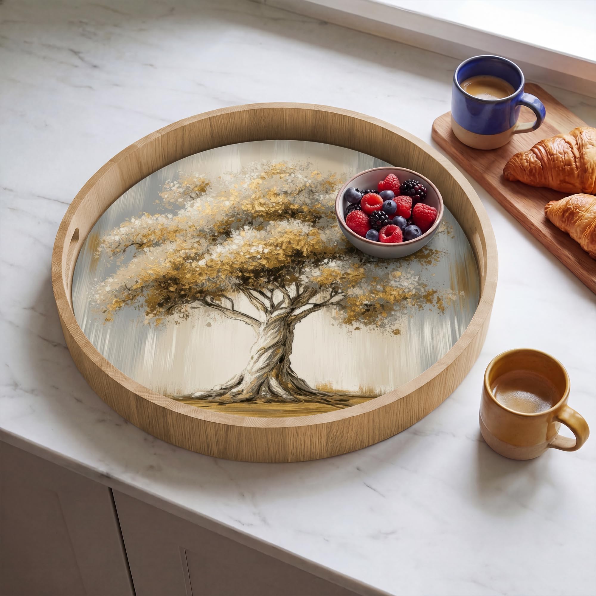 Plateau Bois Plateaux Service Decoratif Table Dejeuner Résistant