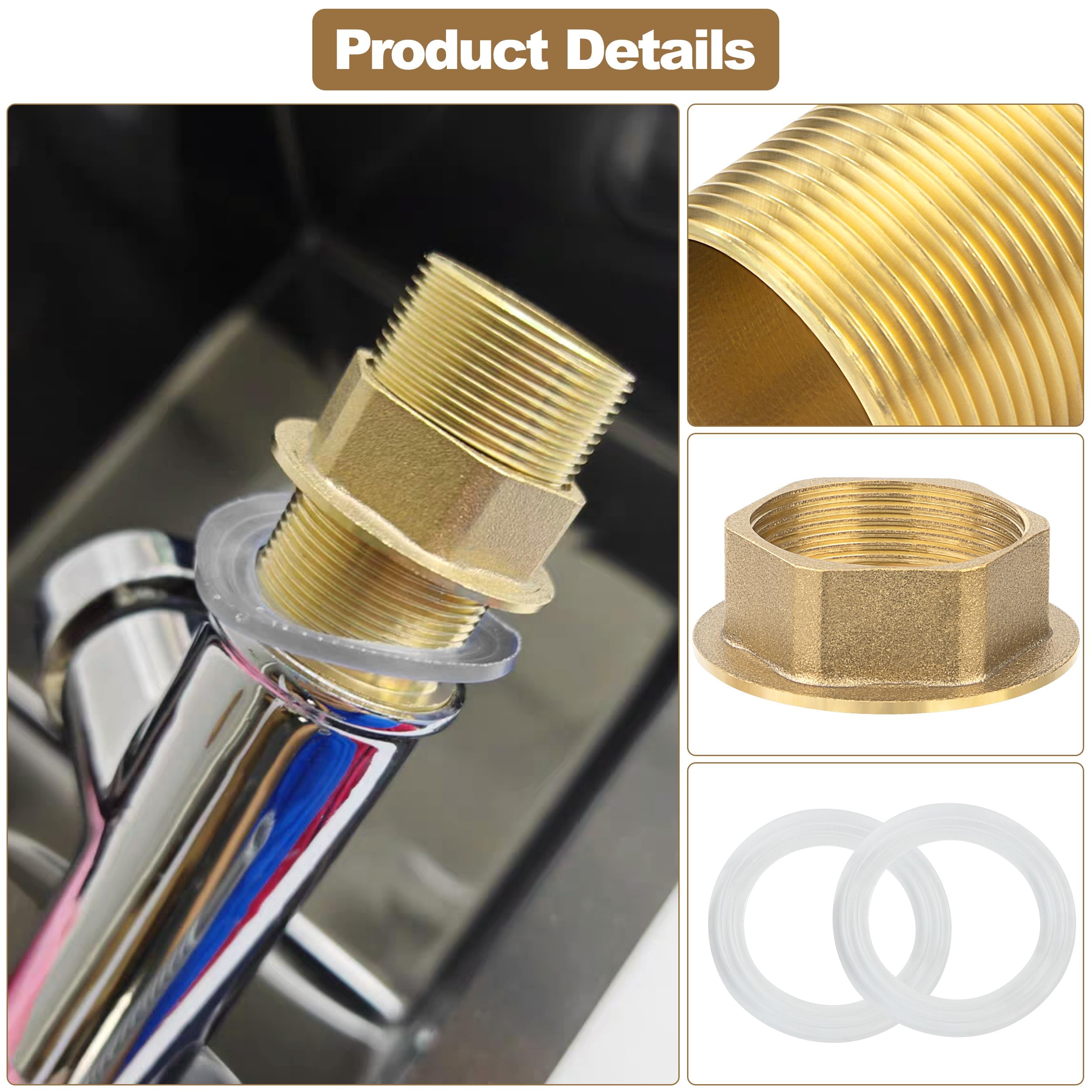 Kit di Prolunghe Filettate Rubinetto in Ottone, Estensione 60mm x M32 con Dado e Guarnizioni per Miscelatore Cucina & Lavabo, Riparazione e Fissaggio