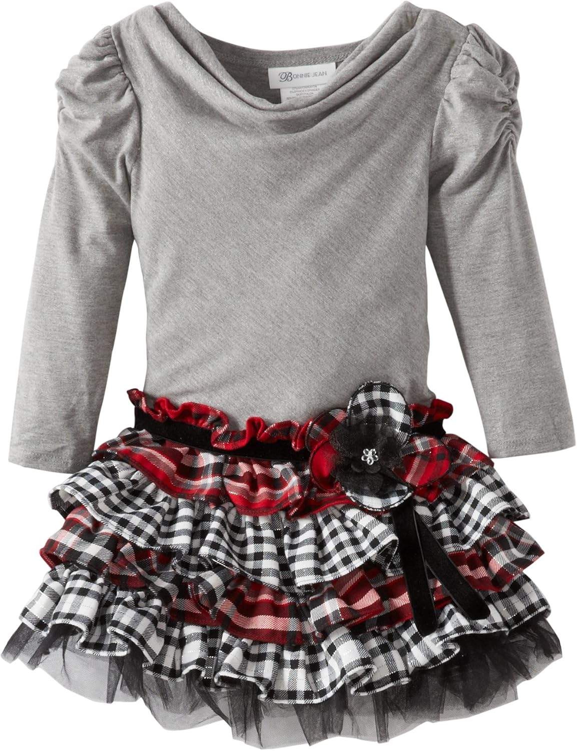 Bonnie Jean Big Girls' Knit To Plaid Tiered Dress Special