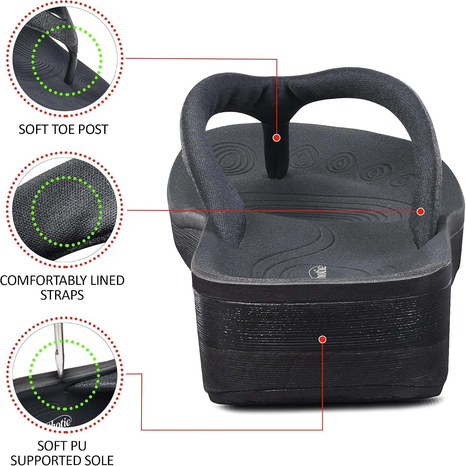 AEROTHOTIC Women's Comfortable Arch Support Summer Orthotic Thong Sandals