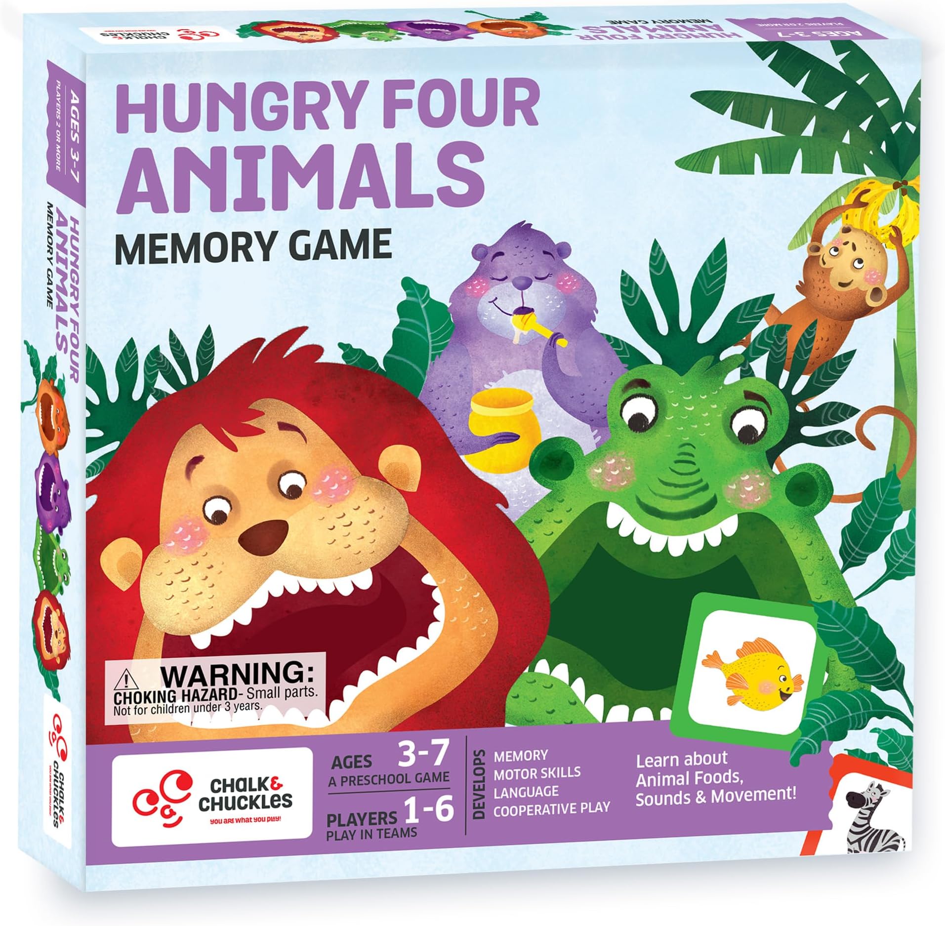 Chalk & Chuckles Hungry Four Memory Game, Learning & Educational Toy, Preschool Activity Kit, Gifts for Kids, Boys & Girls, Ages 3, 4, 5, 6, 7 Years, Perfect for Home, School, Playdates