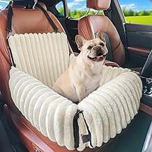 MIXJOY Dog Car Seat Travel Bed-Dog Booster Seats, 20cm High Pet Car Seat with Thick Memory Foam for 25Lbs Dogs & Cats, Waterproof Dogs Bed for Front/Back Seat of Cars, Indoors/Outdoor Handbag(Beige)