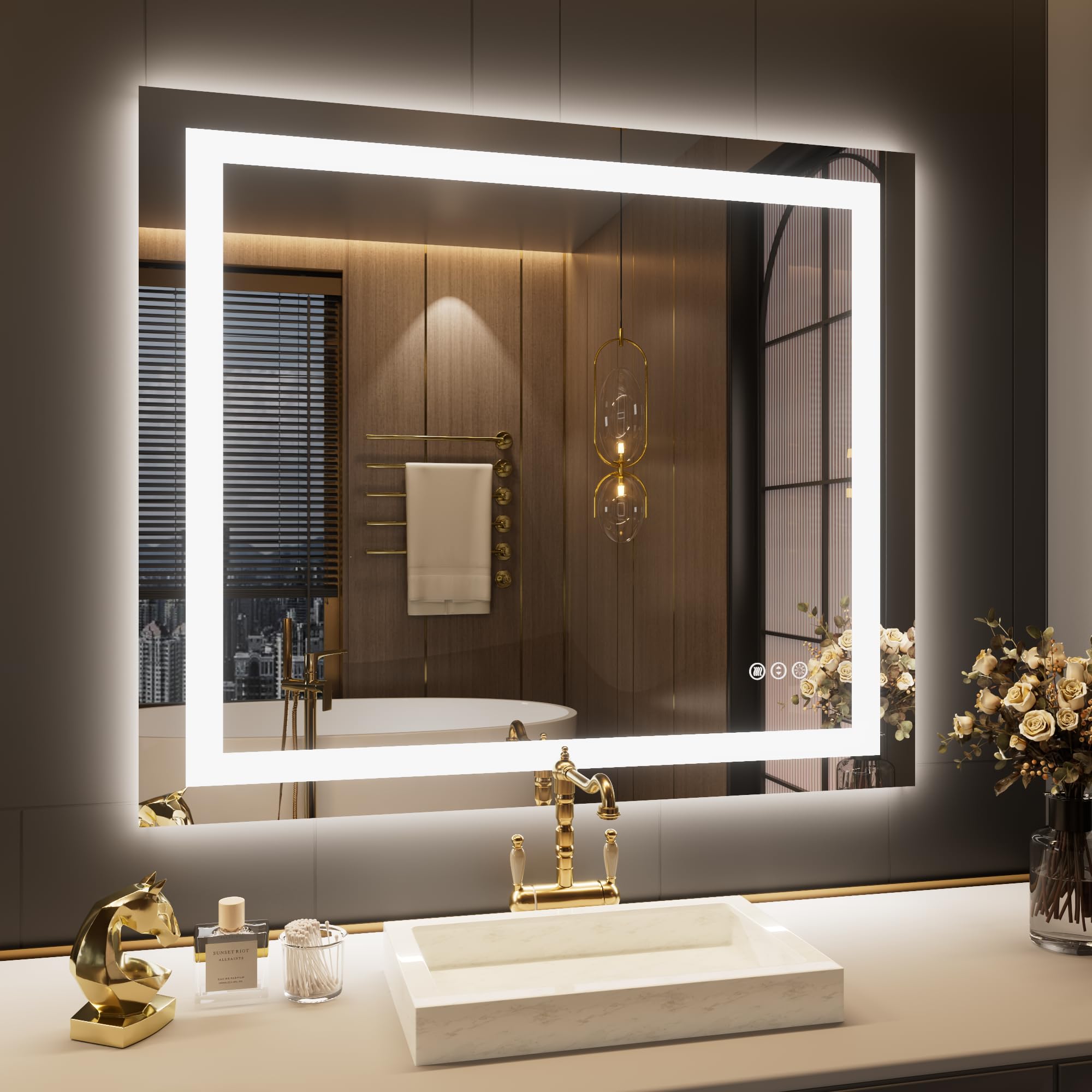 LOAAO 30"X38" LED Bathroom Mirror with Lights, UL Listed