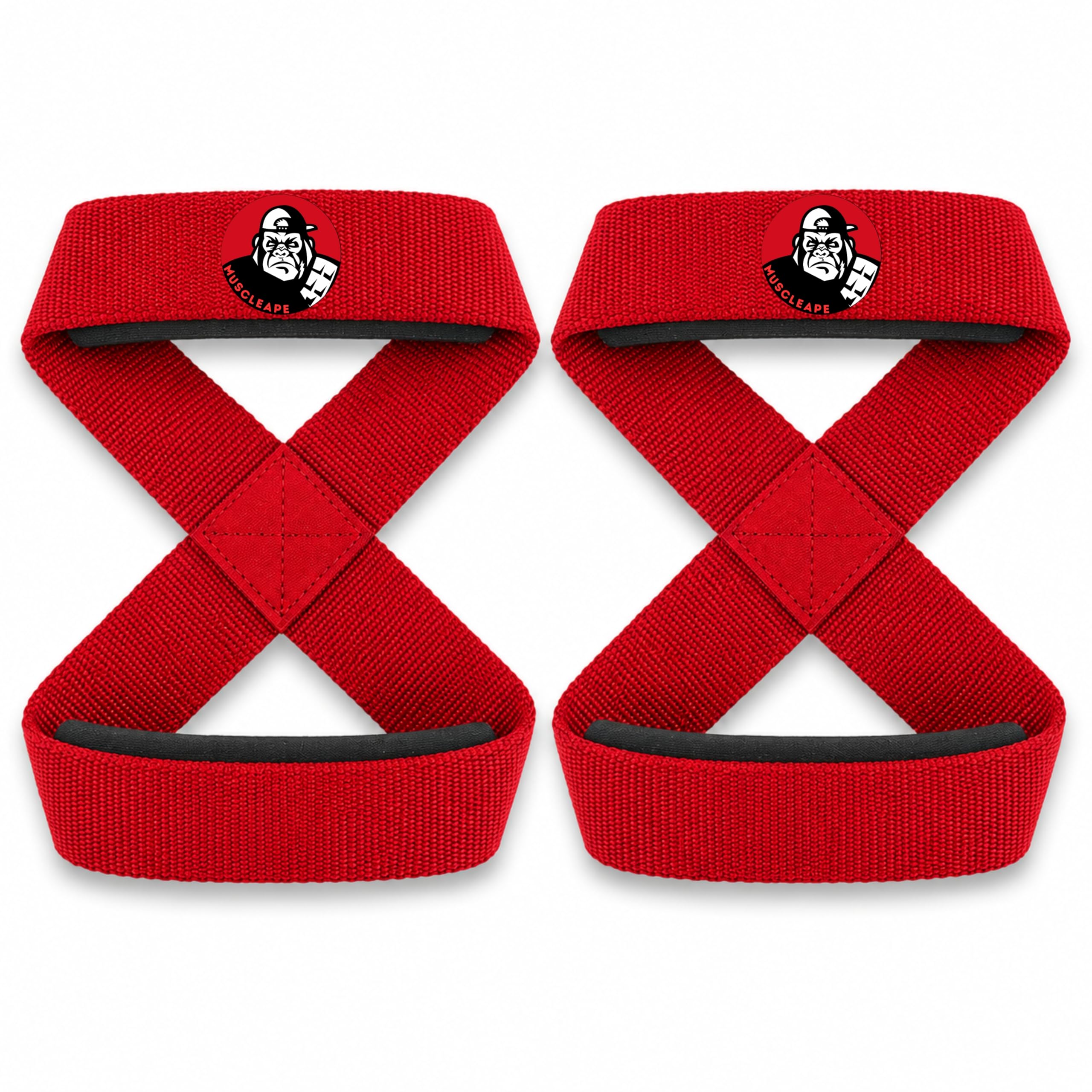 Muscleape Weight Lifting Straps, Red, 8 Pack 8 Red