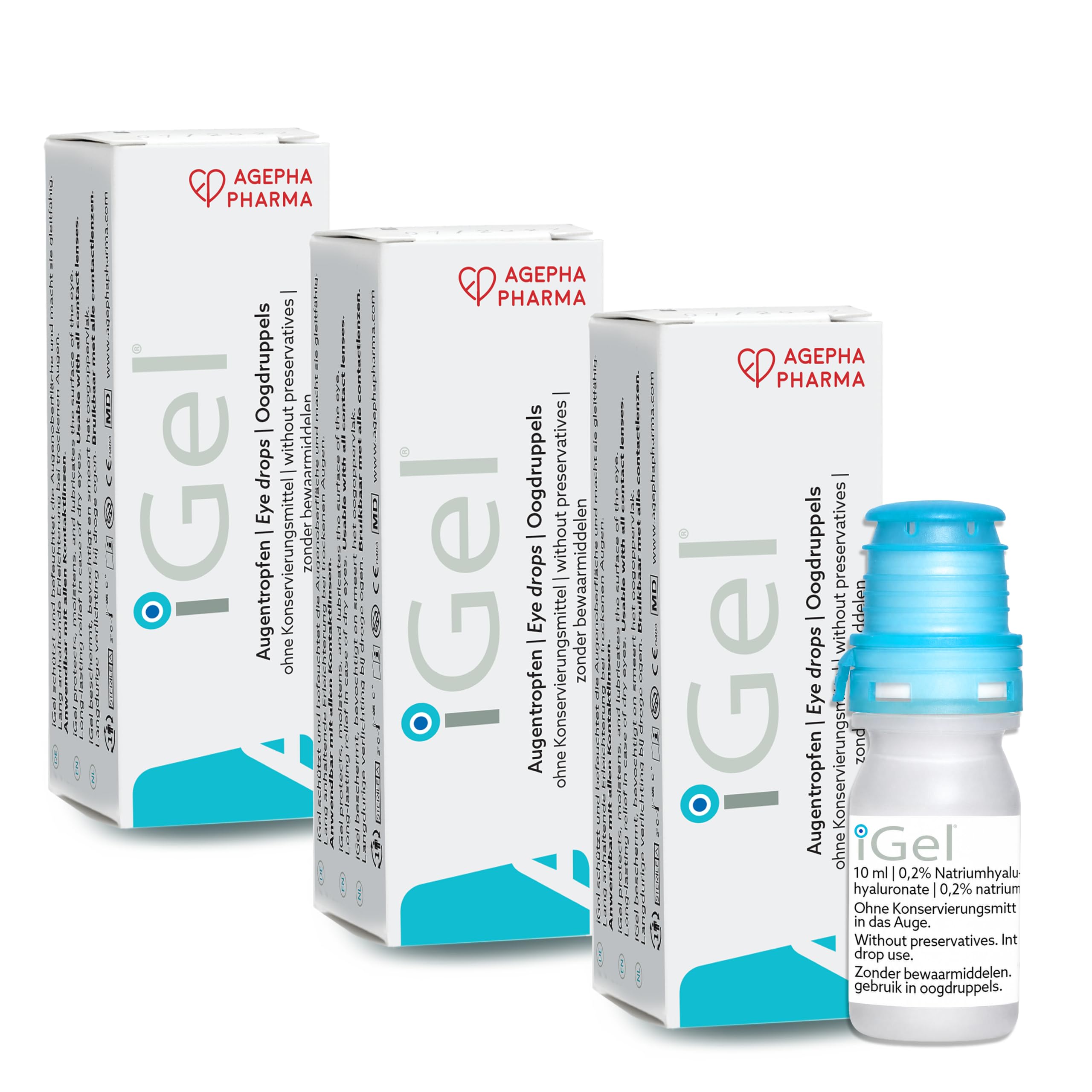iGel® Gotas Hidratantes para Ojos Secos | Lágrimas Artificiales Contactos | Ácido Hialurónico y Sin Preservativos | Hechas en Europa por AGEPHA PHARMA