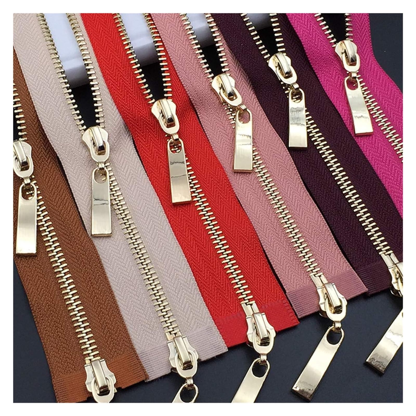 Cremalleras, Cremallera de Extremo Cerrado, 1 Unidad, 80/100/120 cm, Cierre automático, Cremallera metálica Dorada Doble cursor, Ideal for Bolsos y Accesorios Costura(White,120)