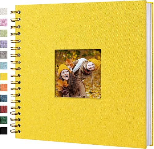 Vista 20 de Funda de lino para álbum de fotos, 10 x 10 pulgadas, tapa dura, papel de estraza blanca, libro de memorias, para viajes, bodas, libro de invitados