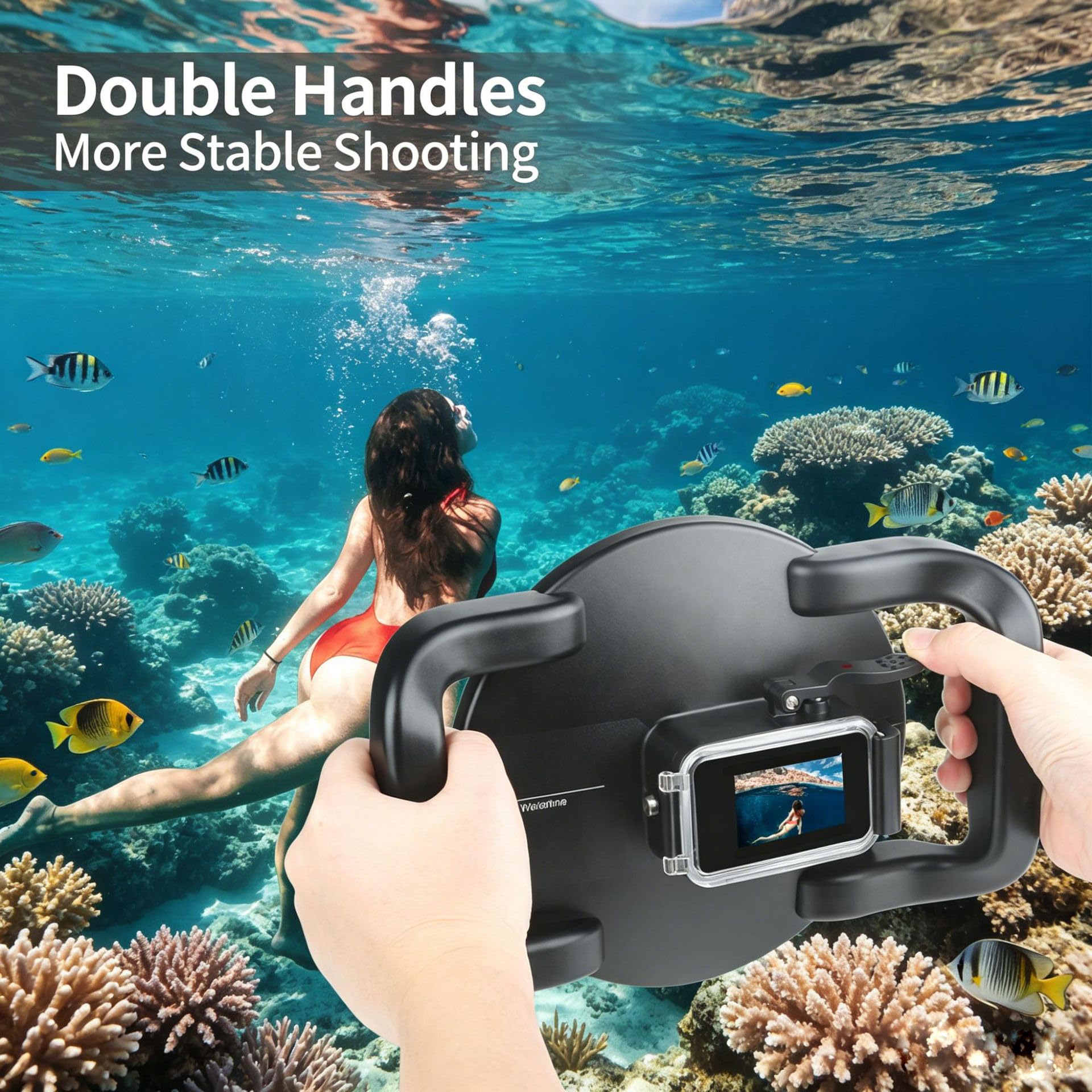 Doppia maniglia stabilizzatore Grip Dome Port per DJI OSMO Action 4/5 Pro/6 fotocamera, porta cupola subacquea, funzionamento conveniente, impermeabile fino a 30 m