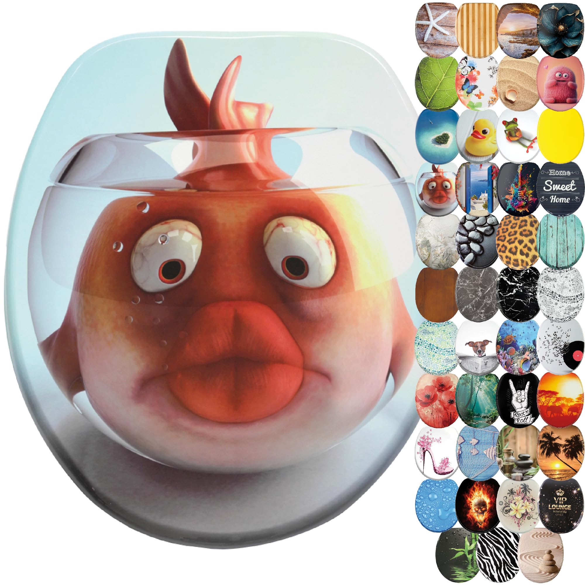 Sanilo Goldfish Soft Close Toilet Seat, Wide Choice Of New Toilet Seats, Stable Hinges, Easy To Mount (Goldfish)