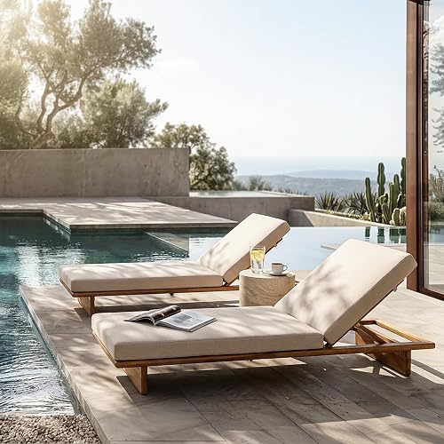 EMI Acacia Wood Set of 2 Chaise Lounge Chair Outdoor