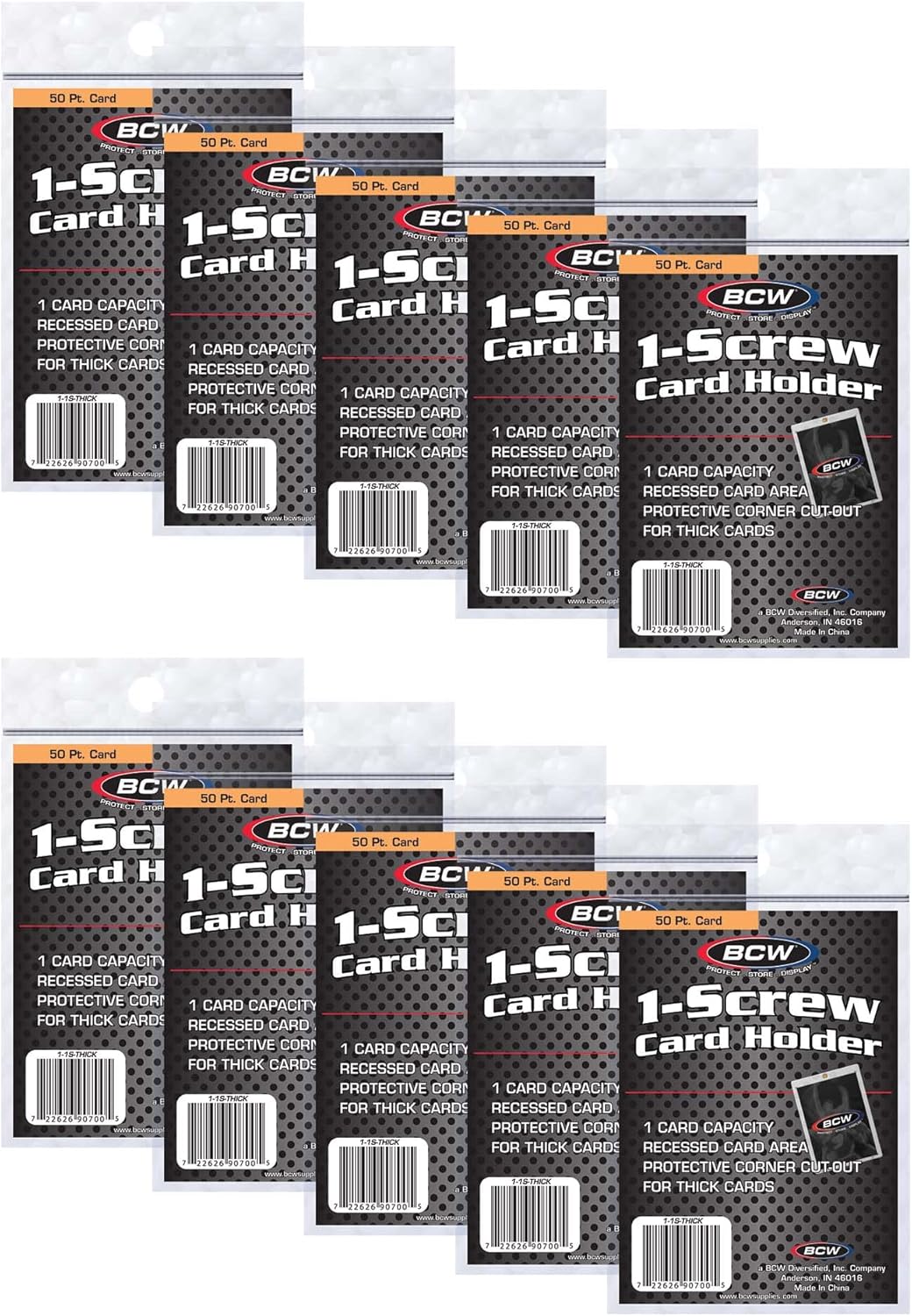 BCW 1 Screw Card Holder - 50 PT. - 10ct | Crystal Clear Polystyrene | Secure Screwdown Design | Ideal for Collectible Card Storage and Display