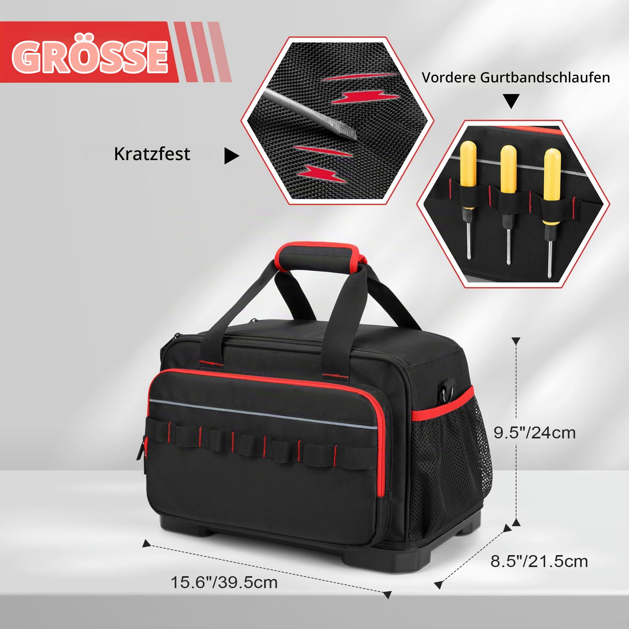 Rexmica 40 CM Werkzeugtasche für Herren mit EVA-Hartboden und Tragegurt