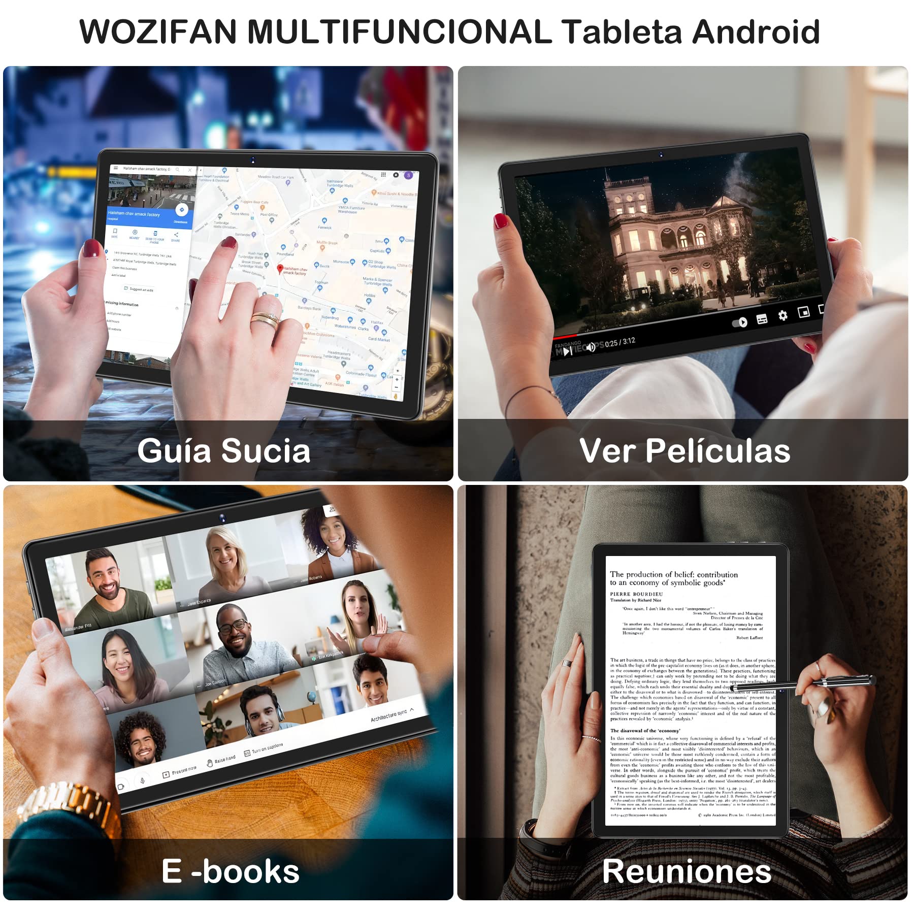 Tablet 10 Pulgadas PC Tableta Octa-Core 2.0 GHz 128GB ROM（TF 1TB） / 8000 mAh / 5G + 2.4G WiFi/Bluetooth 5.0 / GMS / 5MP+13MP /, Tablet con Funda Gris