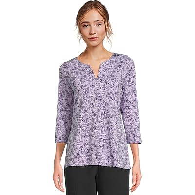 Купальник L.L.Bean Pima Tops Split-Neck Tunic 3/4 Sleeve Print