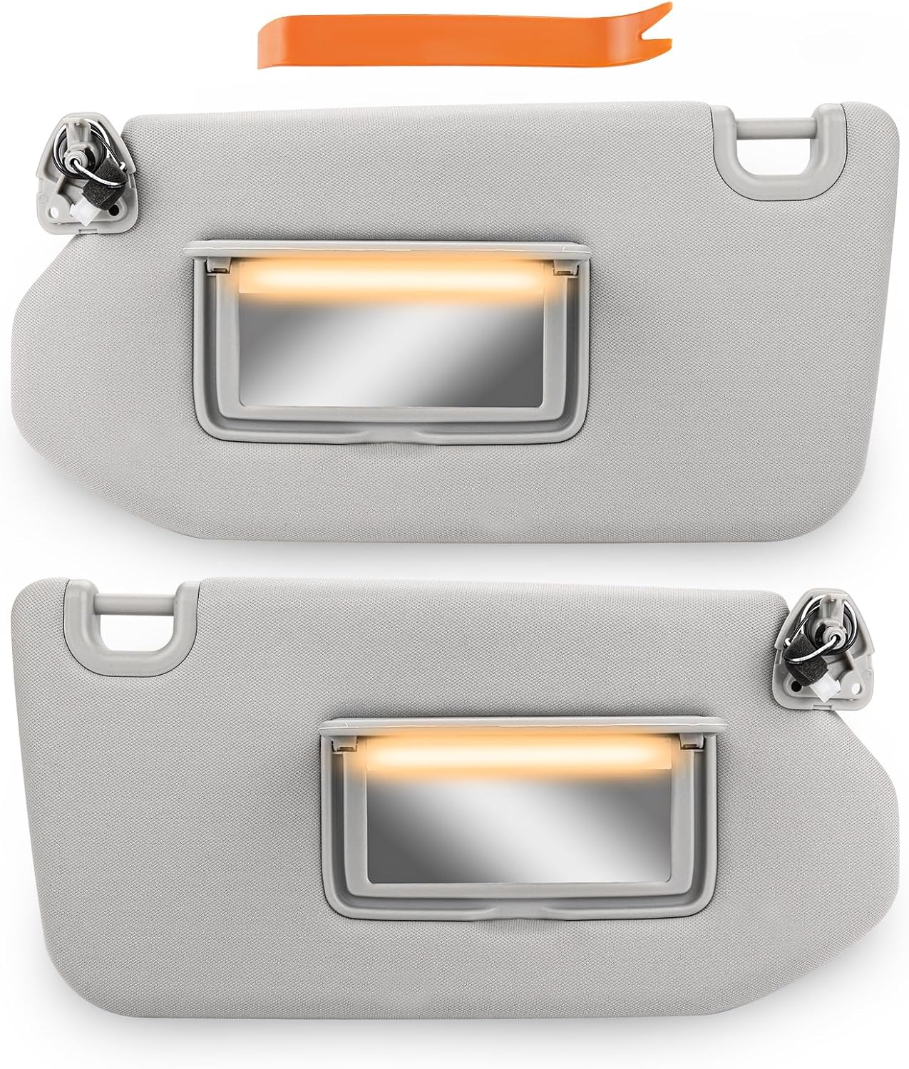 JDMON Sun Visor Pair with Bright LED Light Left Driver and Right Passenger Side Compatible with Infiniti QX60 JX35 Pathfinder 2013-2018 Replaces 96401-9PB0A 96400-9PB0A (Gray)