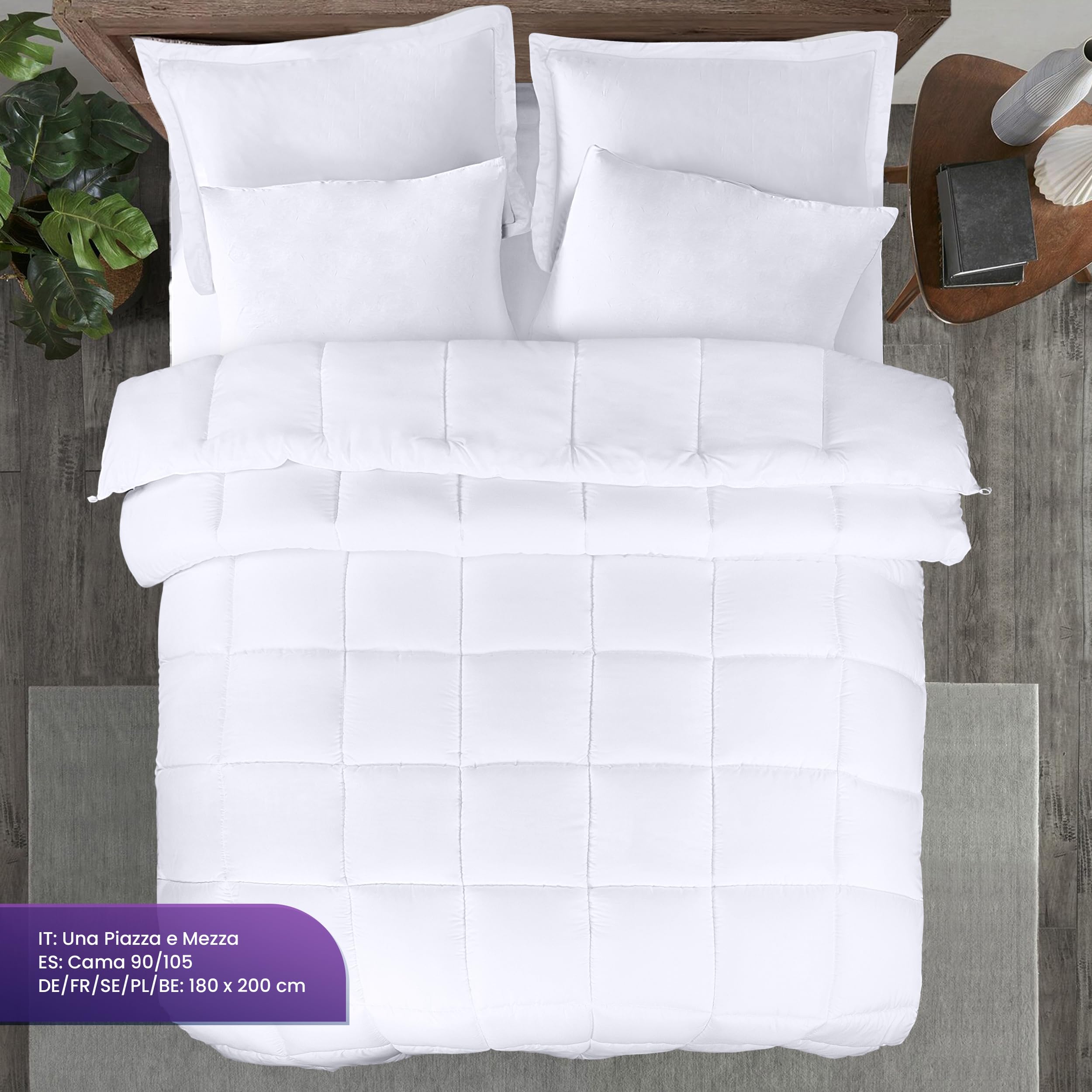 Utopia Bedding Piumone 180 x 200 cm 370 gsm, Piumino Una Piazza e Mezza, Piumino Letto Una Piazza e Mezza, Trapunta Una Piazza e Mezza 100% Microfibra (Bianco)