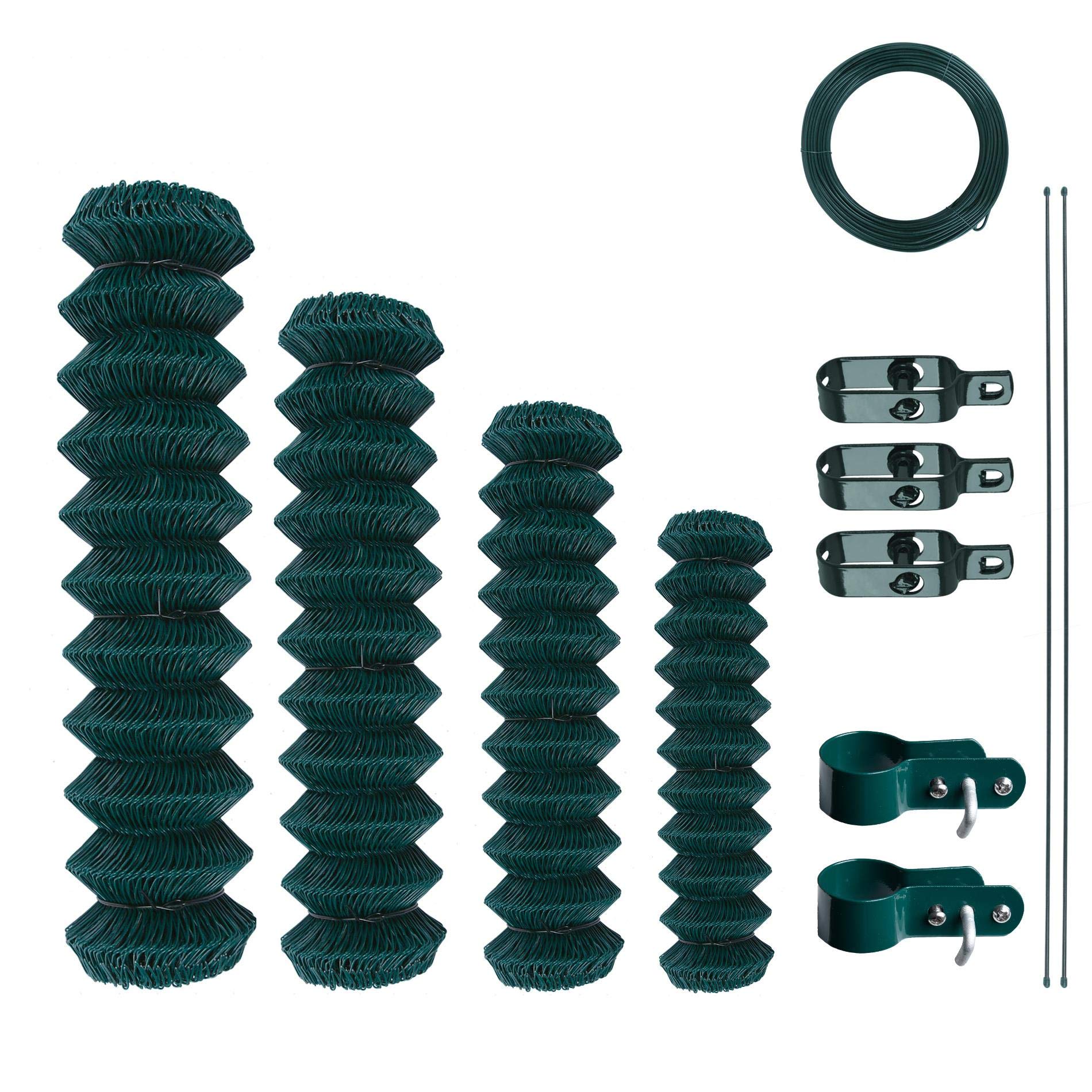 ESTEXO Maschendrahtzaun Gartenzaun Zaun-Set Drahtzaun Viereckgeflecht Maschendraht Grün Drahtgitter Drahtgeflecht Zaun 1,25 x 25 m