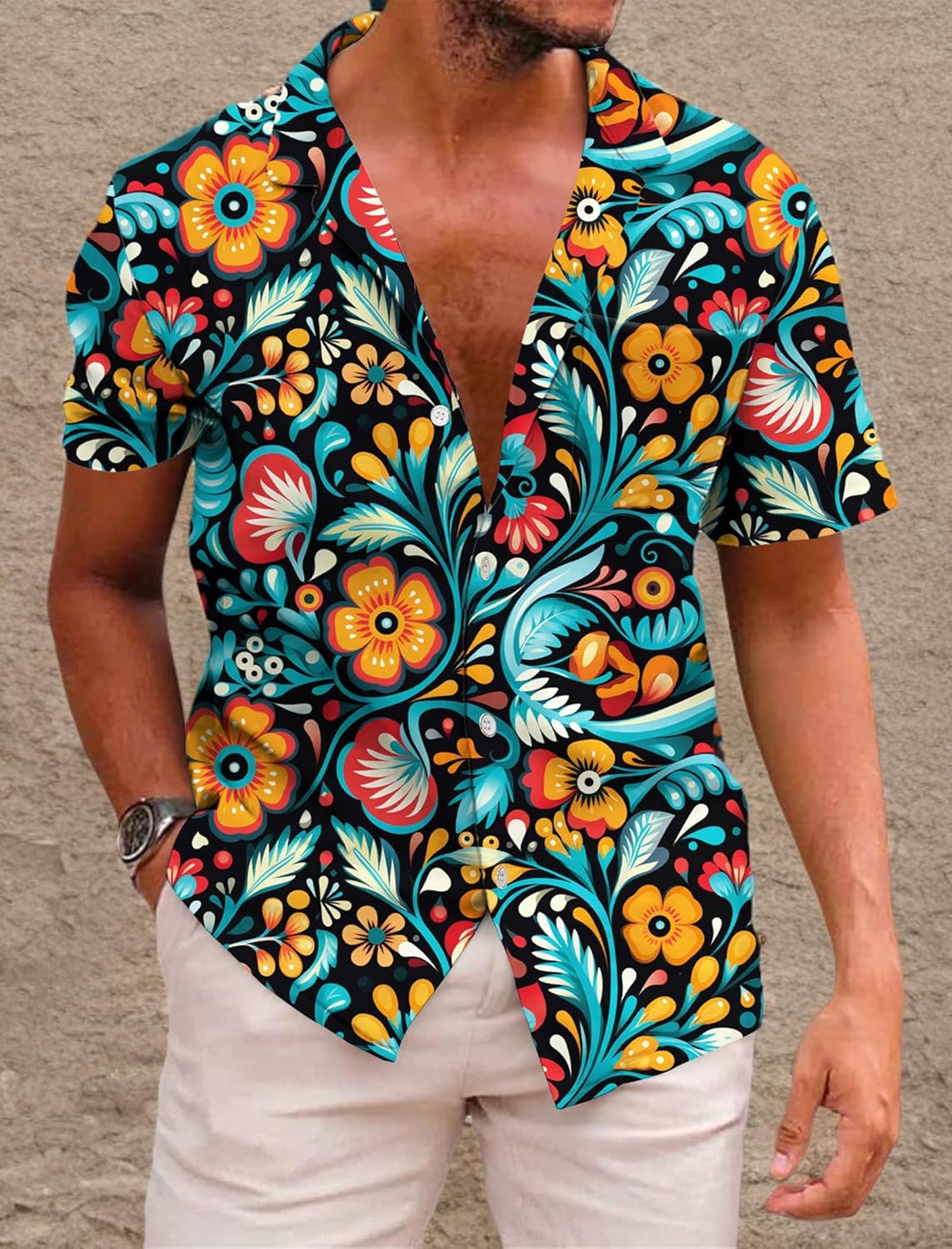 KYKU Mexico Shirt for Men Funny Beach Shirts Hawaiian Button Down Short Sleeve - Image 6