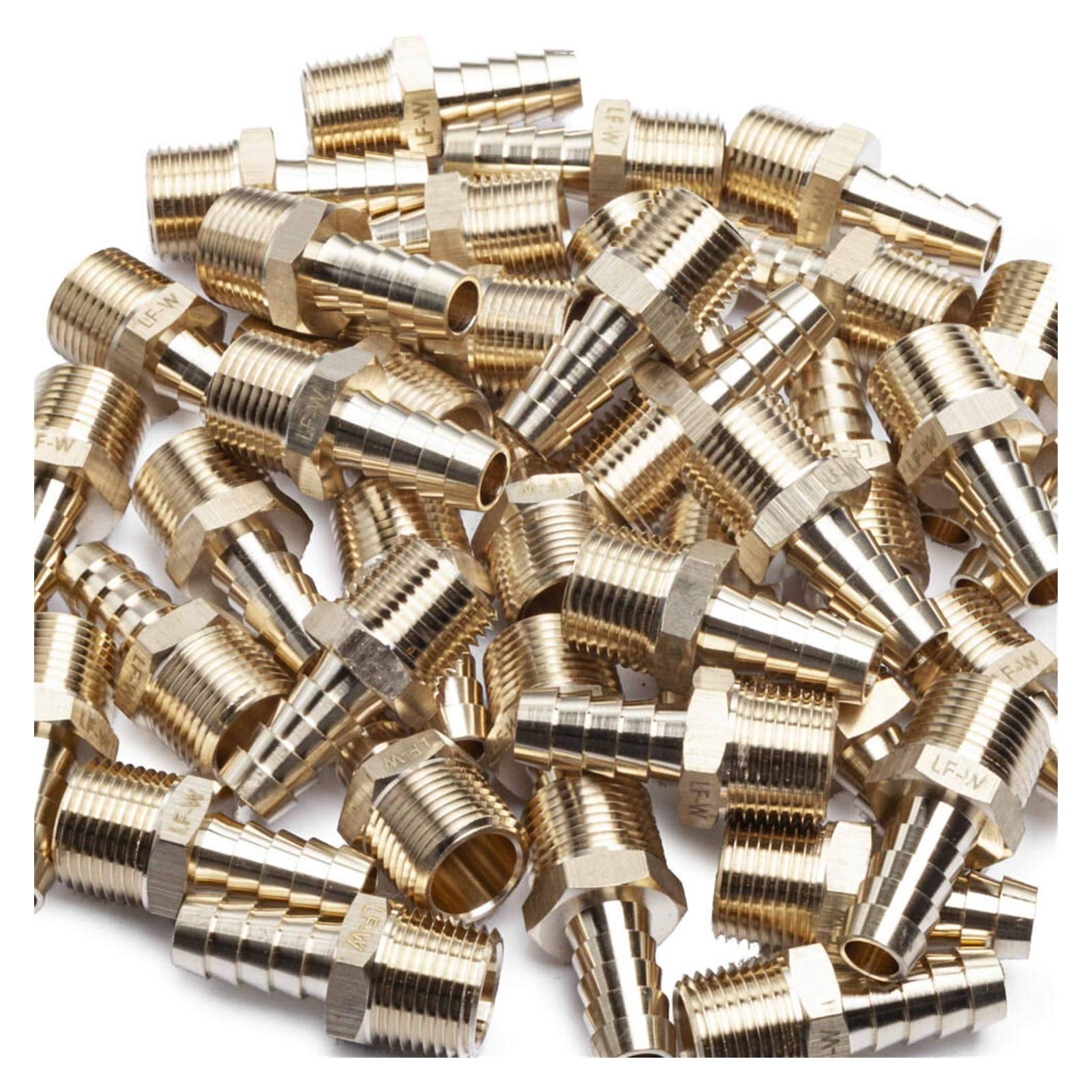 Leloo Lcuihong-Brass Piombo Ottone Libero 3/8" Hose Barb x 3/8" Maschio NPT spinato Tubo Raccordo/accoppiatore/connettore Forte e Robusto (Color : Pack of 25pcs)