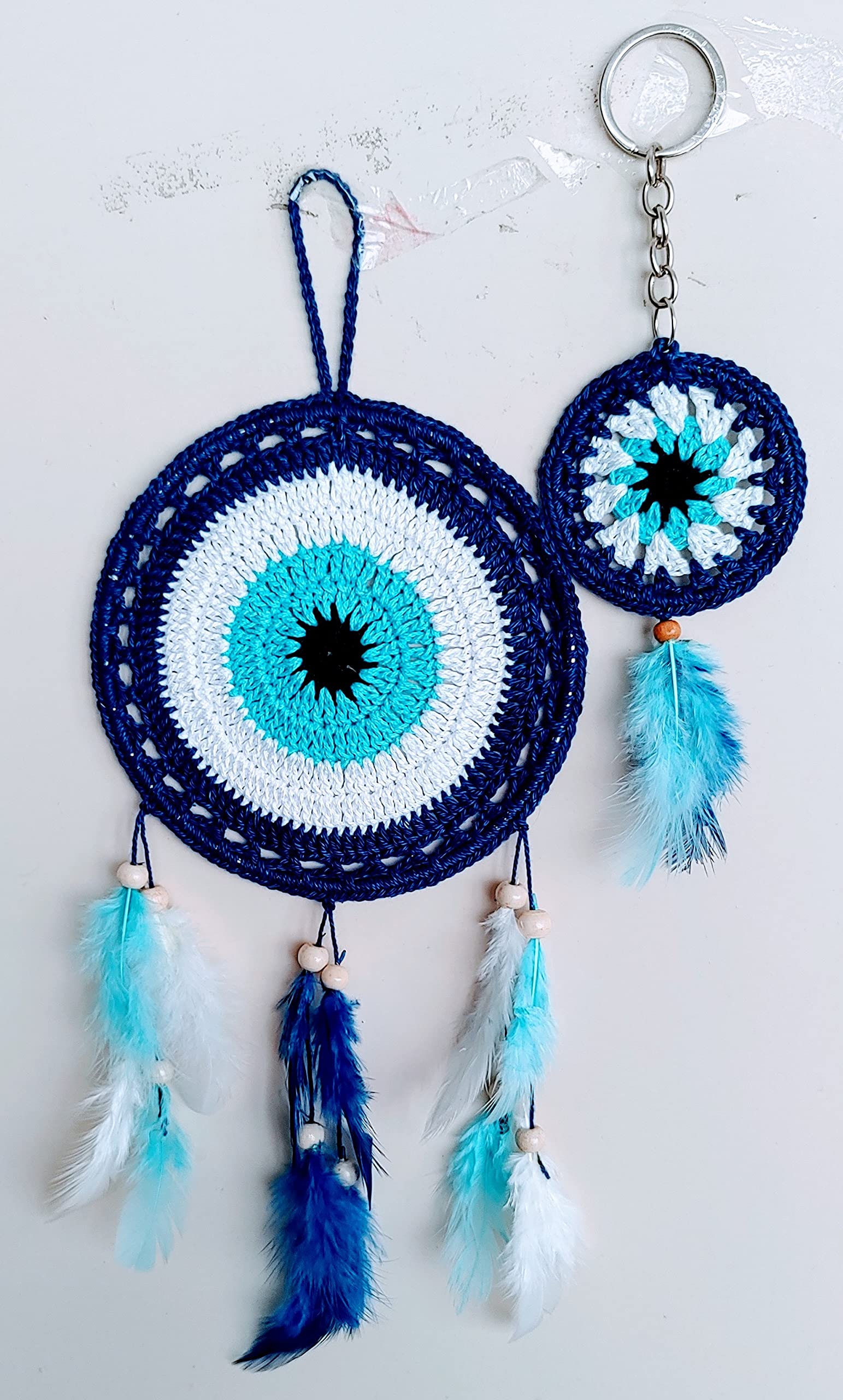 Combo of Evileye black blue 5 inch crochet dreamcatcher & mini