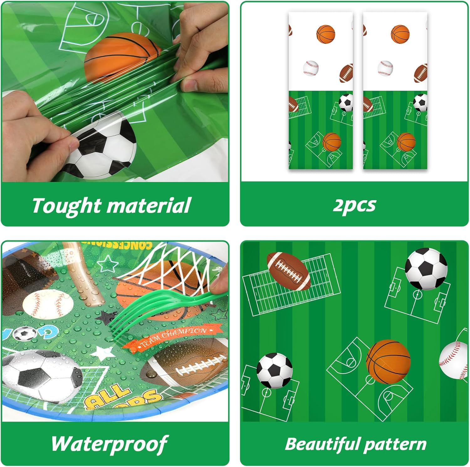 98PCS Sports Party Tableware Superstar Party Tableware Set All Star Birthday Baseball Football Soccer Basketball Disposable Tablecloths for Boy Birthday Party Decoration Supplies Favors 24 Guests - Image 4