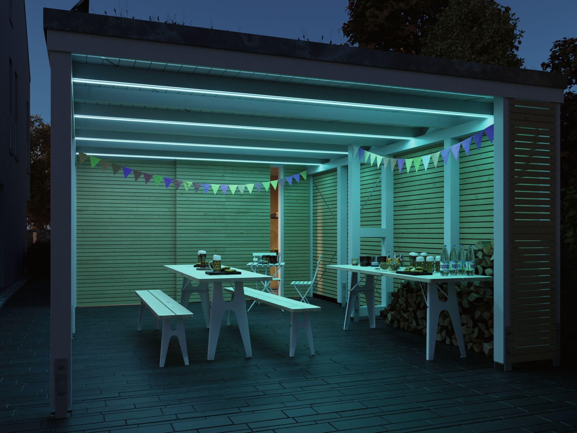 Paulmann 78890 LED Stripe SimpLED Outdoor 5m IP65 72LEDs/m RGB incl. 1x30 Watt dimmbar Lichtband Weiß Kunststoff