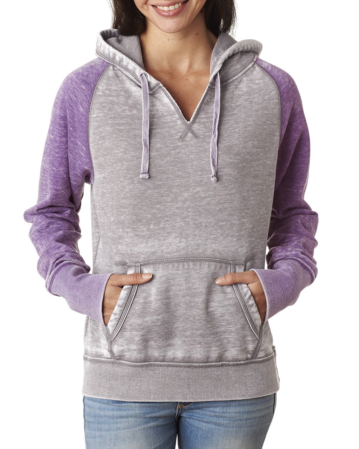 J. AmericaLadies' Zen Fleece Raglan Sleeve Crewneck Sweatshirt-8927