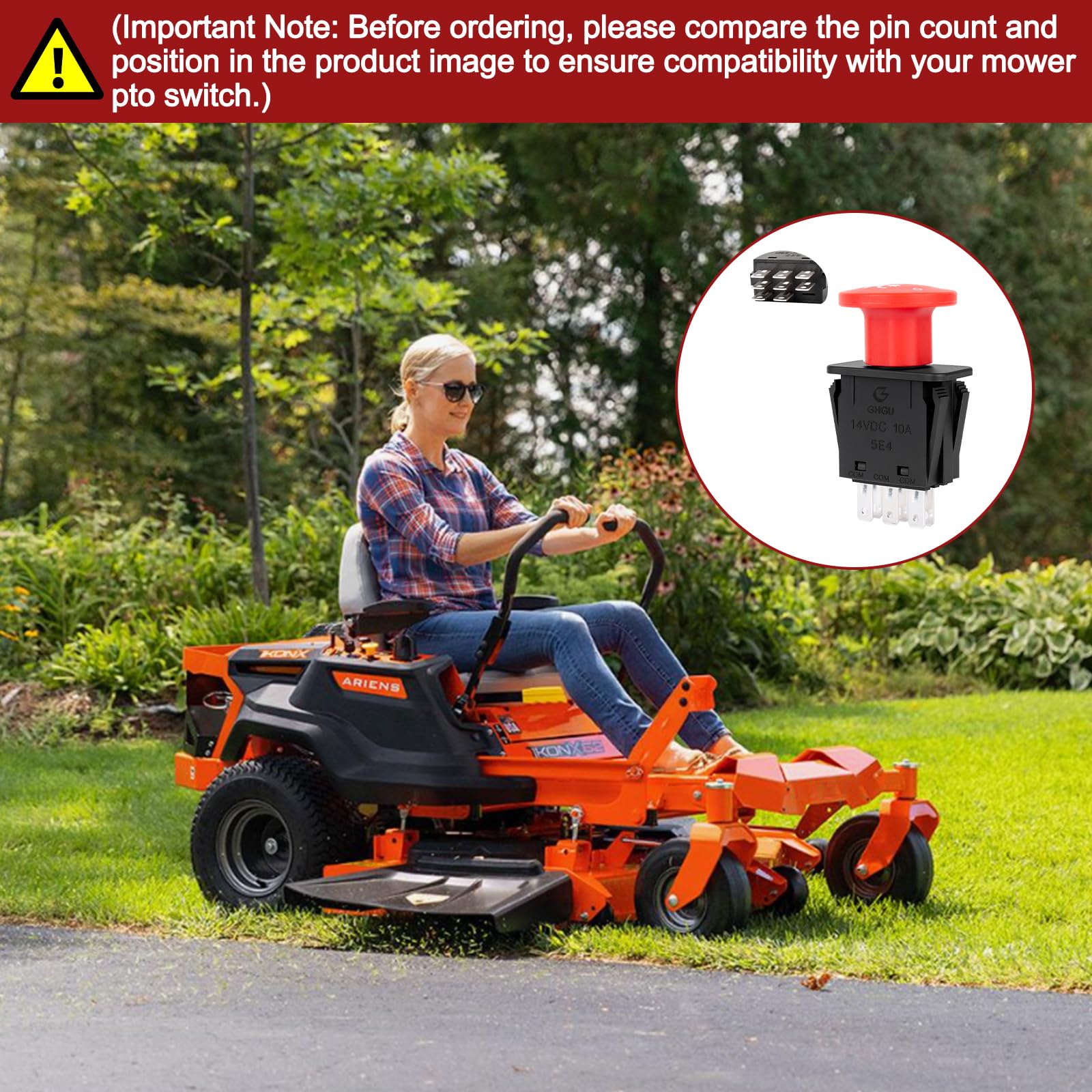 Interrupteur de prise de force à 8 bornes 10 A pour tondeuse Delta 6204 6201 Compatible Hustler Dixie Chopper Husqvarna Pièces de tondeuse Classic RZT Pro Series SZT Pro Series Zee 2 RZT