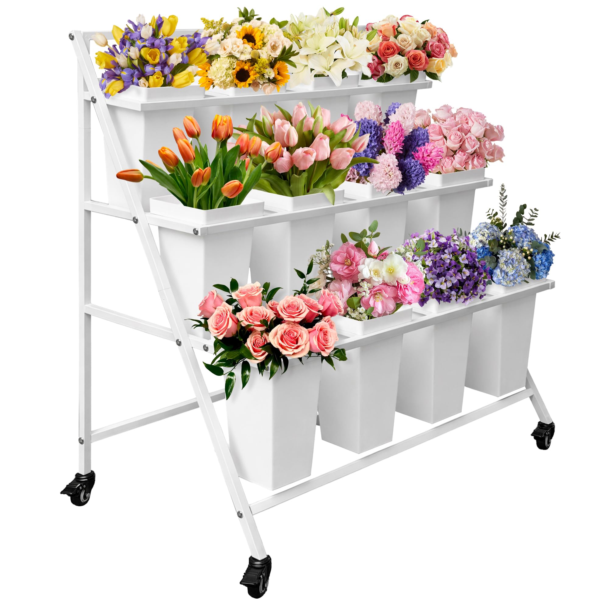 未使用⭐︎超人気♡Flower Cart スタンプセットスタンピンアップ PROLEE Flower Display Stand with 12 Buckets, Flower Cart 3 Layers