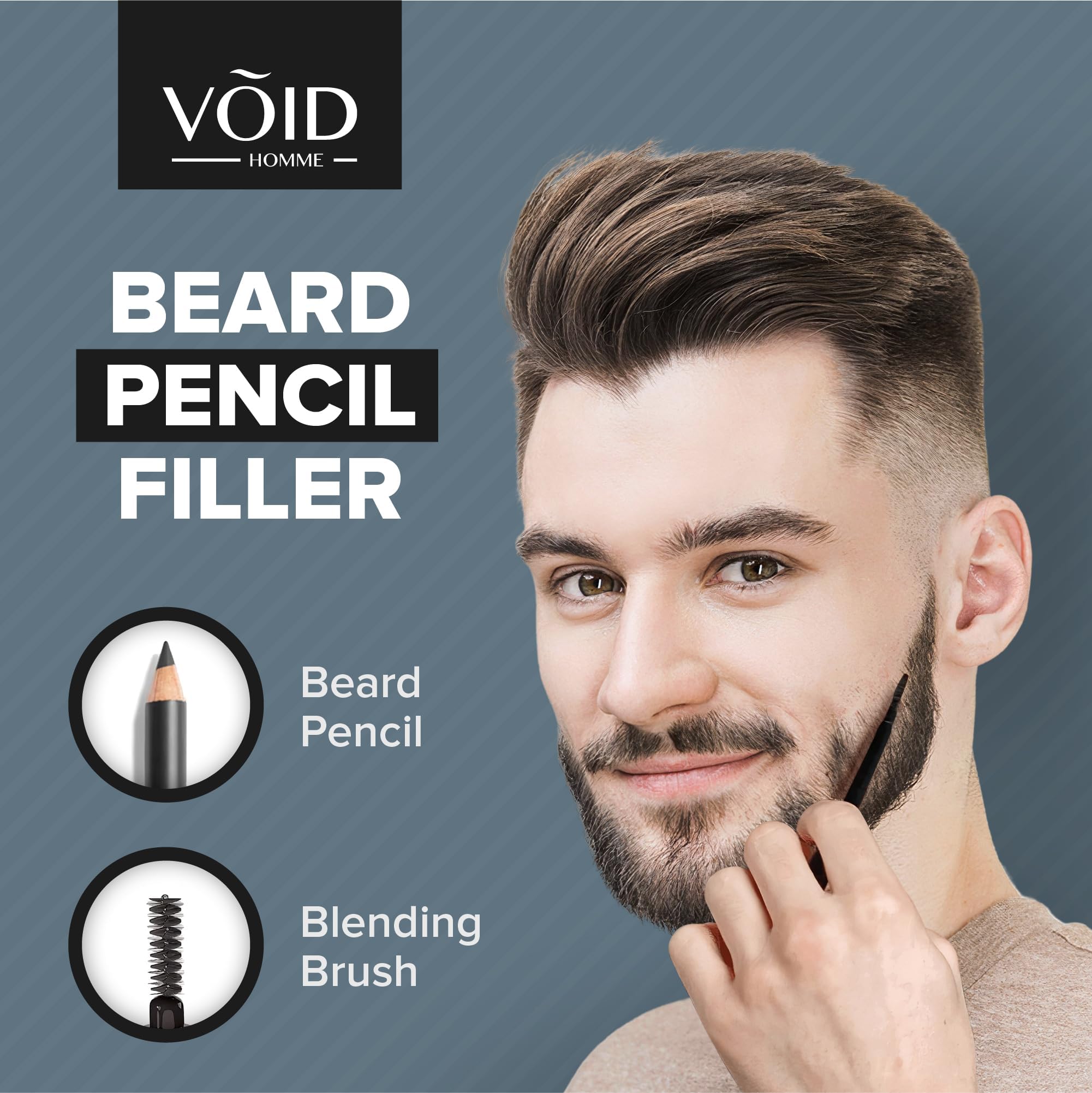 VOID Homme Matita Barba Uomo (Nero) Impermeabile, di Riempimento e Naturale. Ritocco Barba, Beard Pencil Filler