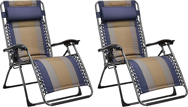 Amazon Basics Padded Zero Gravity Chair- Blue, 2 Pack
