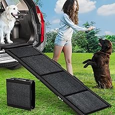 Upgraded Dog Ramp for Cars - 63" Long & 17" Wide Folding Pet Ramp for Large Dogs with Non-Slip Surface Portable Dog Car Ramp for SUV Car & Truck, Outdoor Dog Ramp Up to 250 LBS