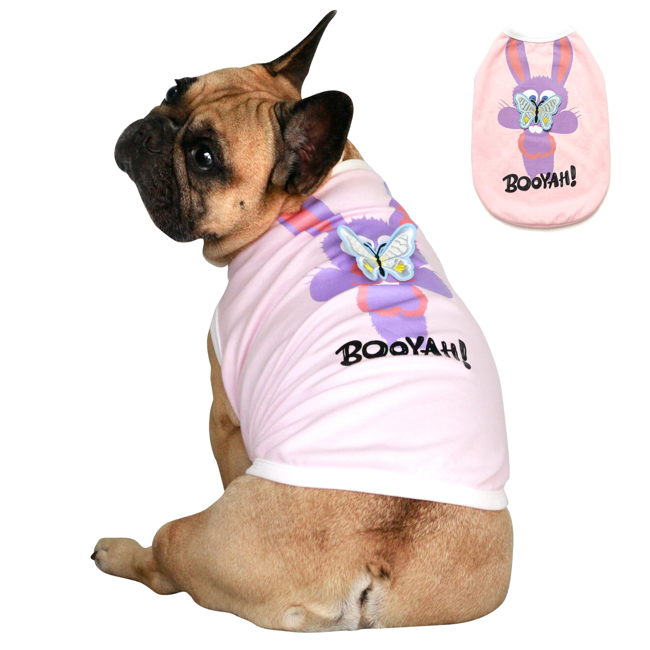 iChoue Pitbull Shirts for Dogs Cartoon Bunny Print Clothes Easter Outfits Costumes Rabbit Vests Cotton Tank Tops French Bulldog English Bully - Pink/Large Plus — image 1