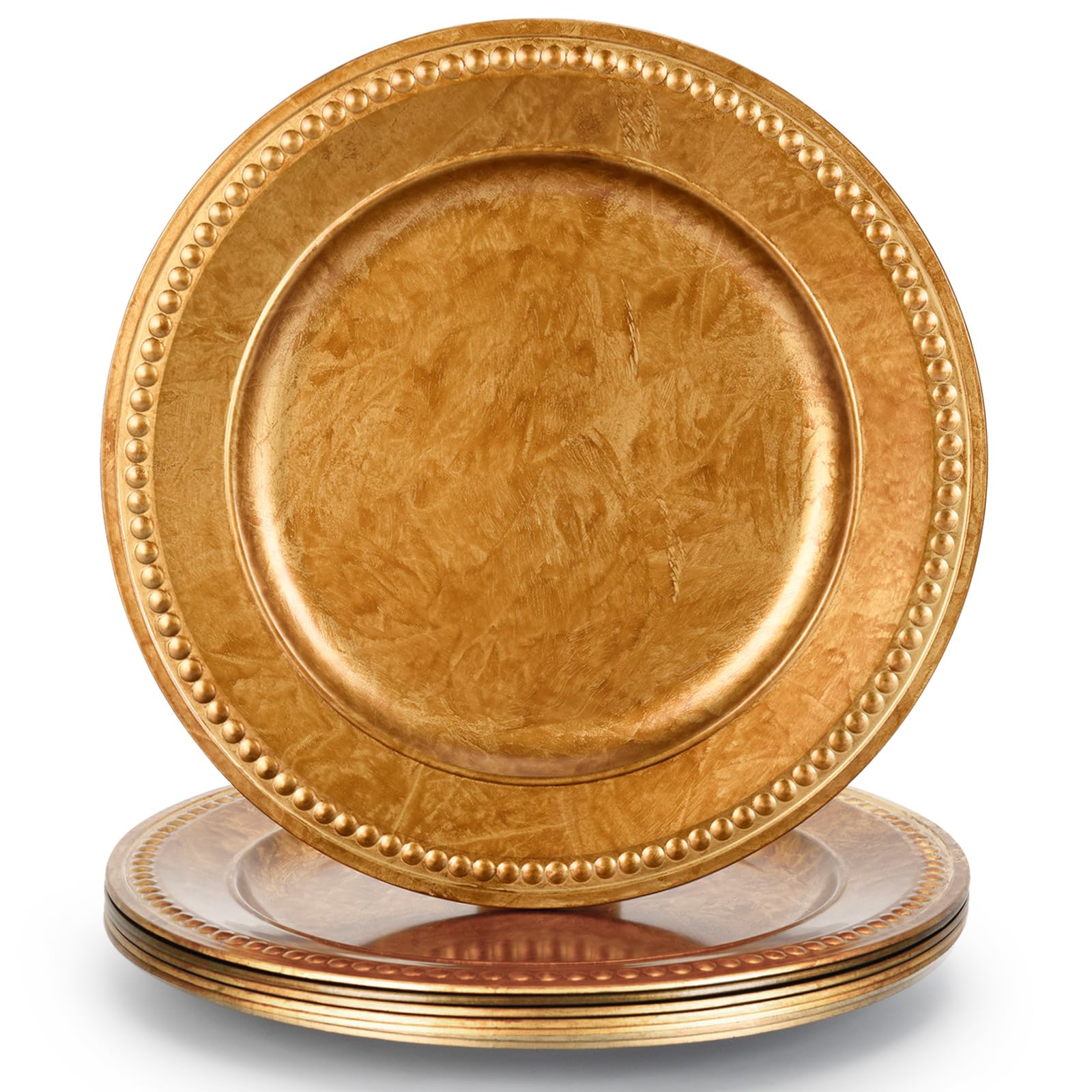 Kazozobi 13" Vintage Brown Charger Plate, Rustic Chargers for Dinner Plates, Elegant Table Setting Centerpieces Decor Bulk Wedding Christmas