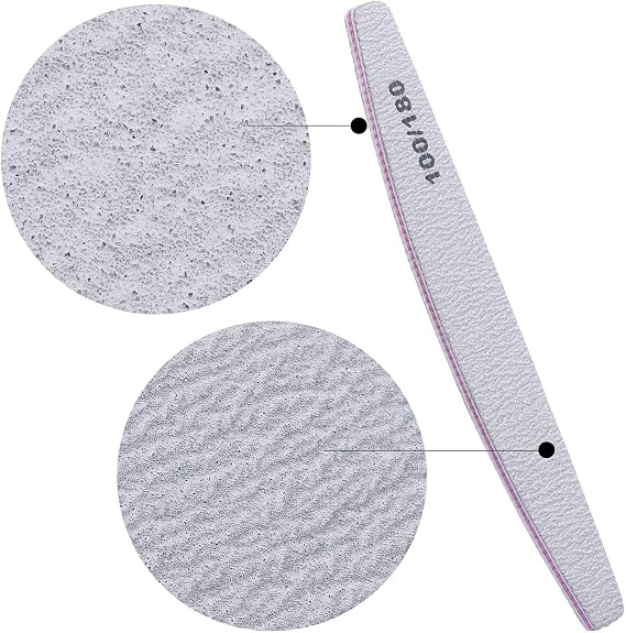 25 Pack Emery Board Manicure Tools Double-Sided Coarse Washable Nail Files(100/180)