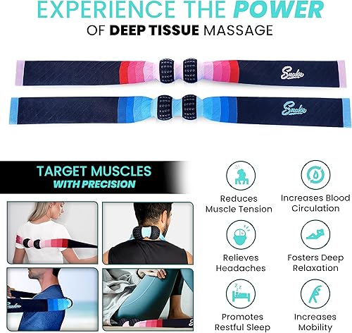 Miniatura 2 de The Snake Rodillo muscular de tejido profundo Doble bola de lacrosse auto masajeador para espalda, cuerpo y pie (firme, azul)