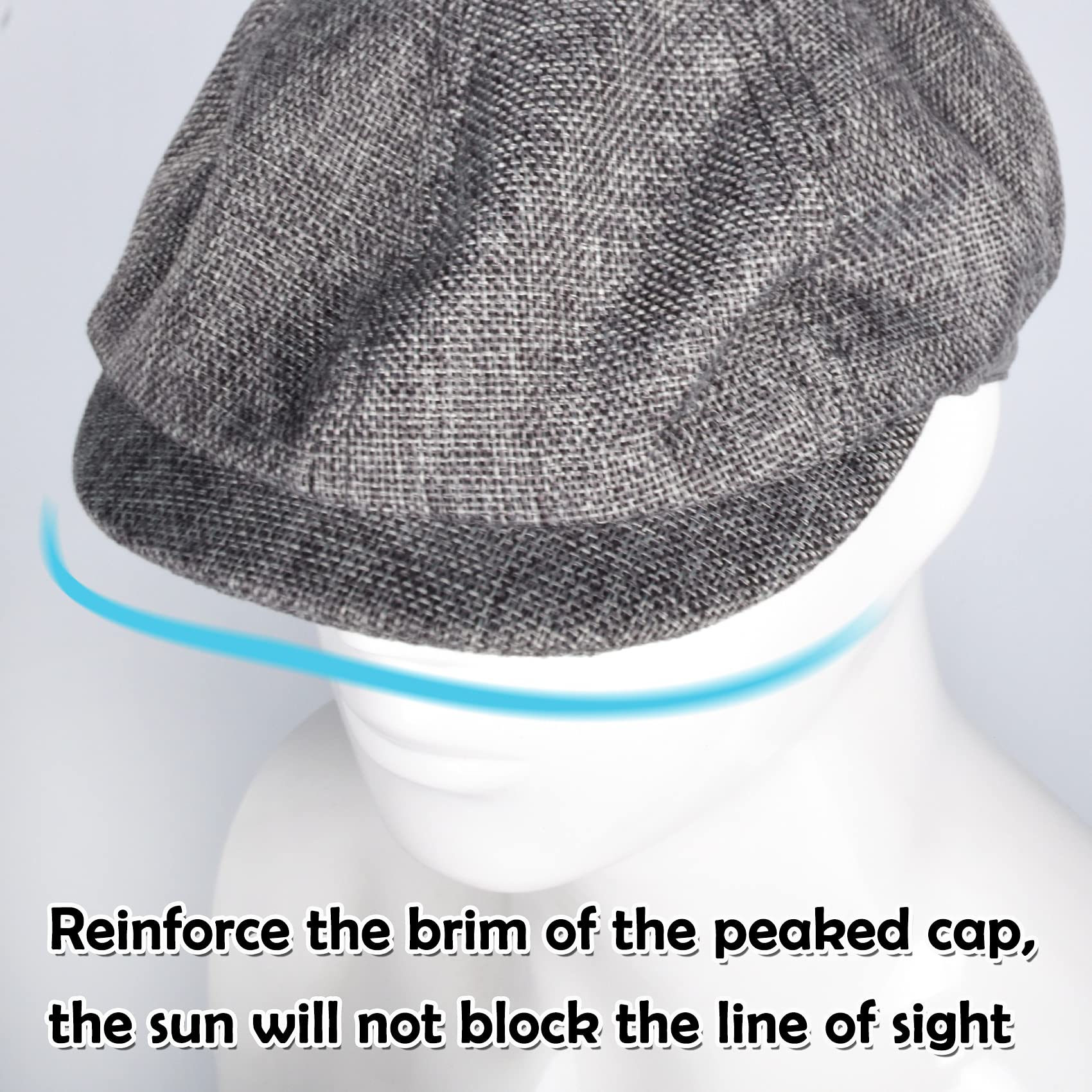 KeepSa Newsboy Pet Baker Boy Hat Flat Caps - 8 Panel Peaky Visgraat Tweed Gatsby Hoed Ivy Ierse pet voor mannen en vrouwen, Zwart, 7 1/2-7 5/8