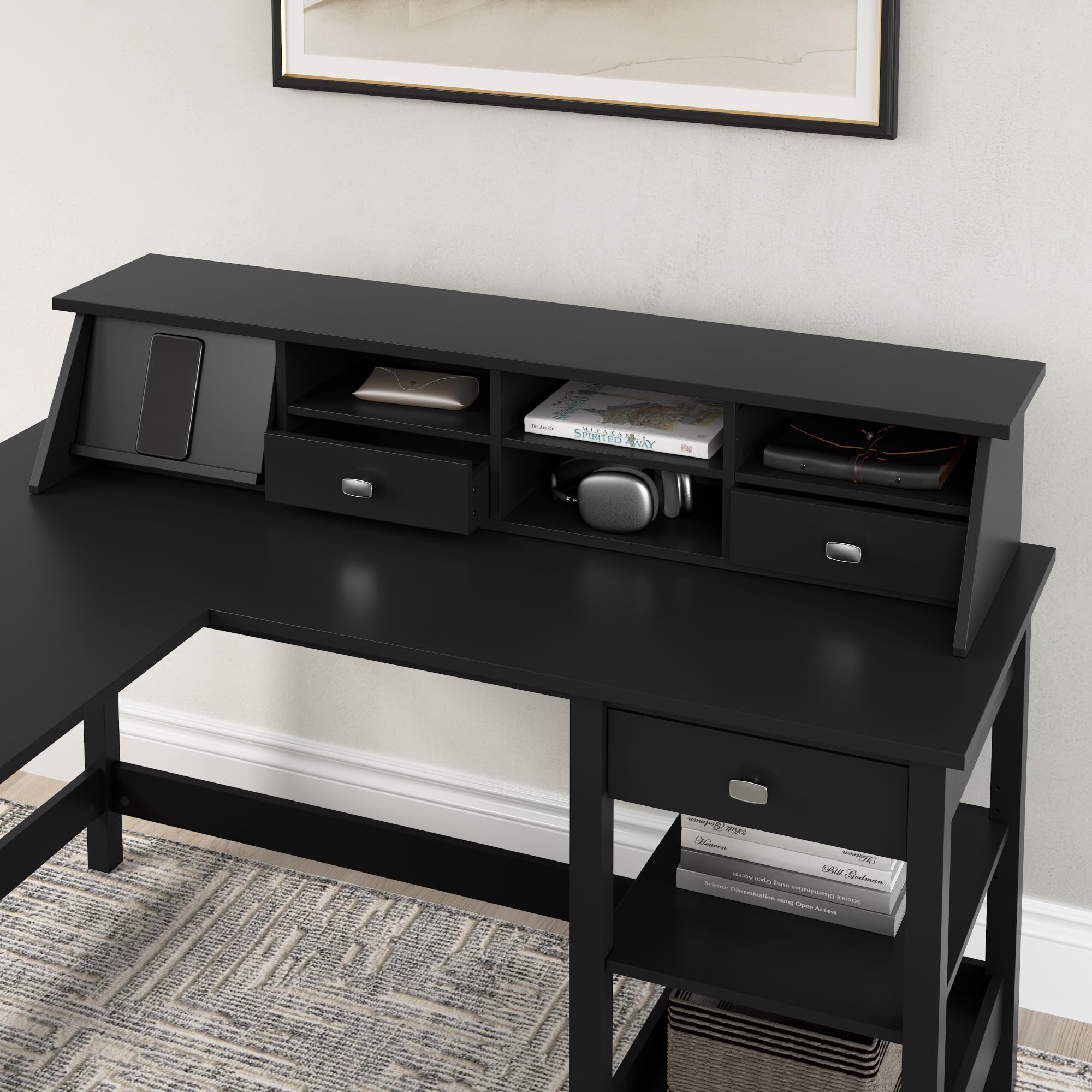 Bush Furniture Broadview – Organizer A 6 Cubi Con Ripiani Regolabili – Colore Nero Classico Per Casa E Ufficio - 2