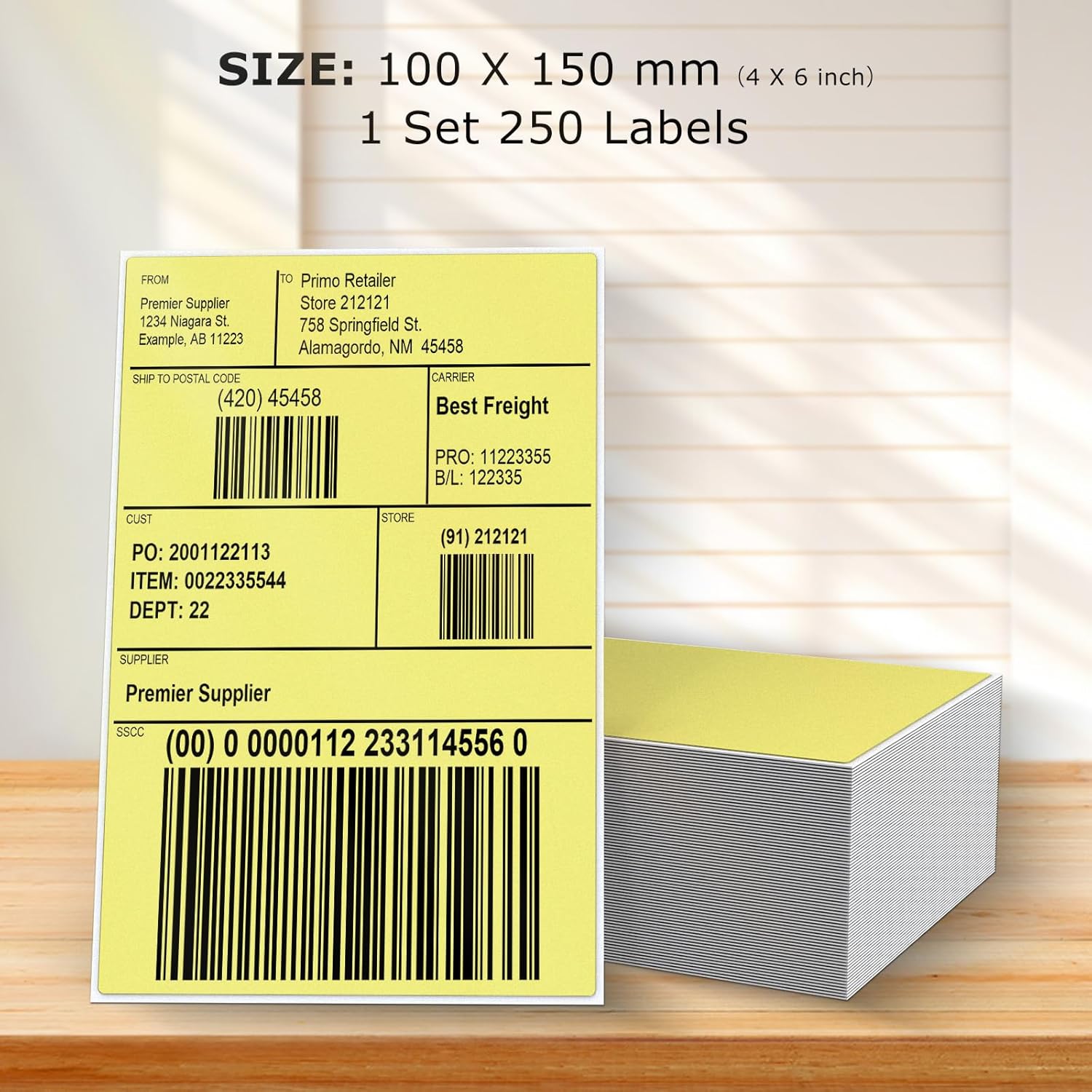 Thermal Mailing Labels 4"x 6" Fanfold Yellow Vinyl Stickers Self-Adhesive Waterproof Direct Printing Label Paper for UPS Address Shipping Postage Barcode 250 PCS - Image 2