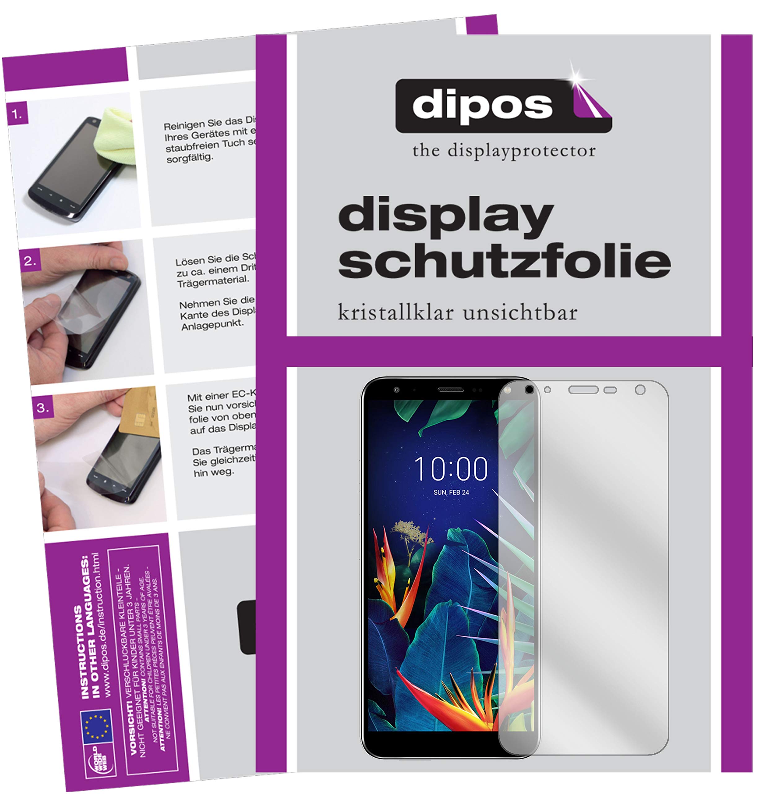 Dipos 6x Pellicola Protettiva Posteriore Per LG K40s, Crystal Clear, Taglio Laser, Made In Germany, Antigraffio - 2