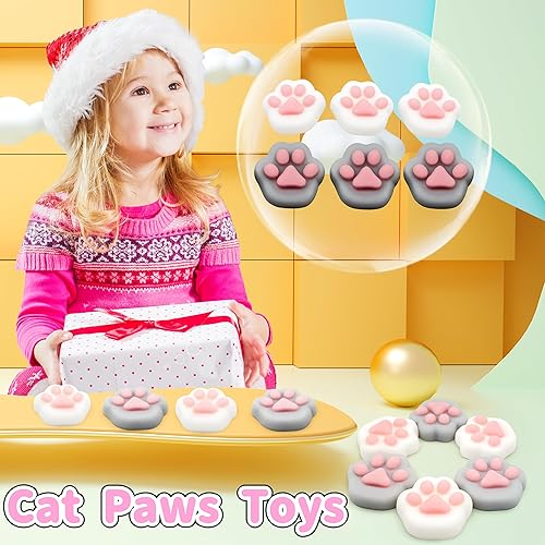 Miniatura 4 de 6 piezas de juguetes blandos de patas de gato Mochi, mini juguetes Kawaii para aliviar el estrés para niños, recuerdos para bolsas de regalo,