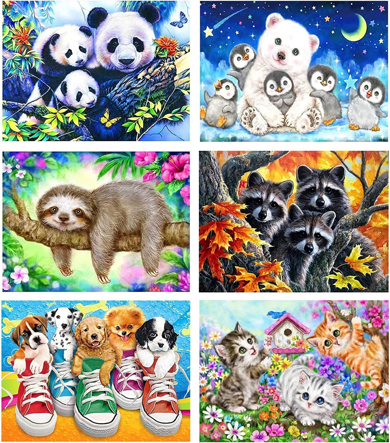 Mrnsiet 6 Pack Diamond Painting Kits for Adults and Kids, 5D DIY Diamond Art Kits,Full Drill DIY Animals Paint by Number Diamond Art Paintings Home Wall Decor (16x12inch/40x30cm)